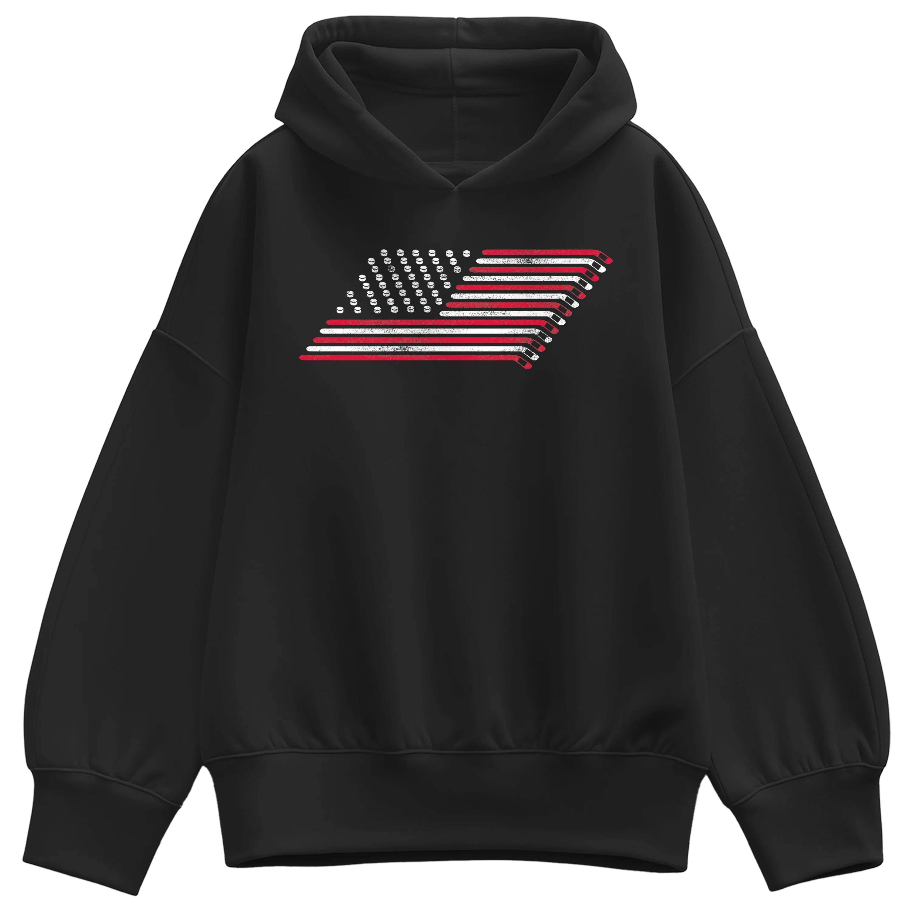 Instant Message - Hockey Flag - Women's Oversized Fleece Hoodie Sweatshirt - Image 2