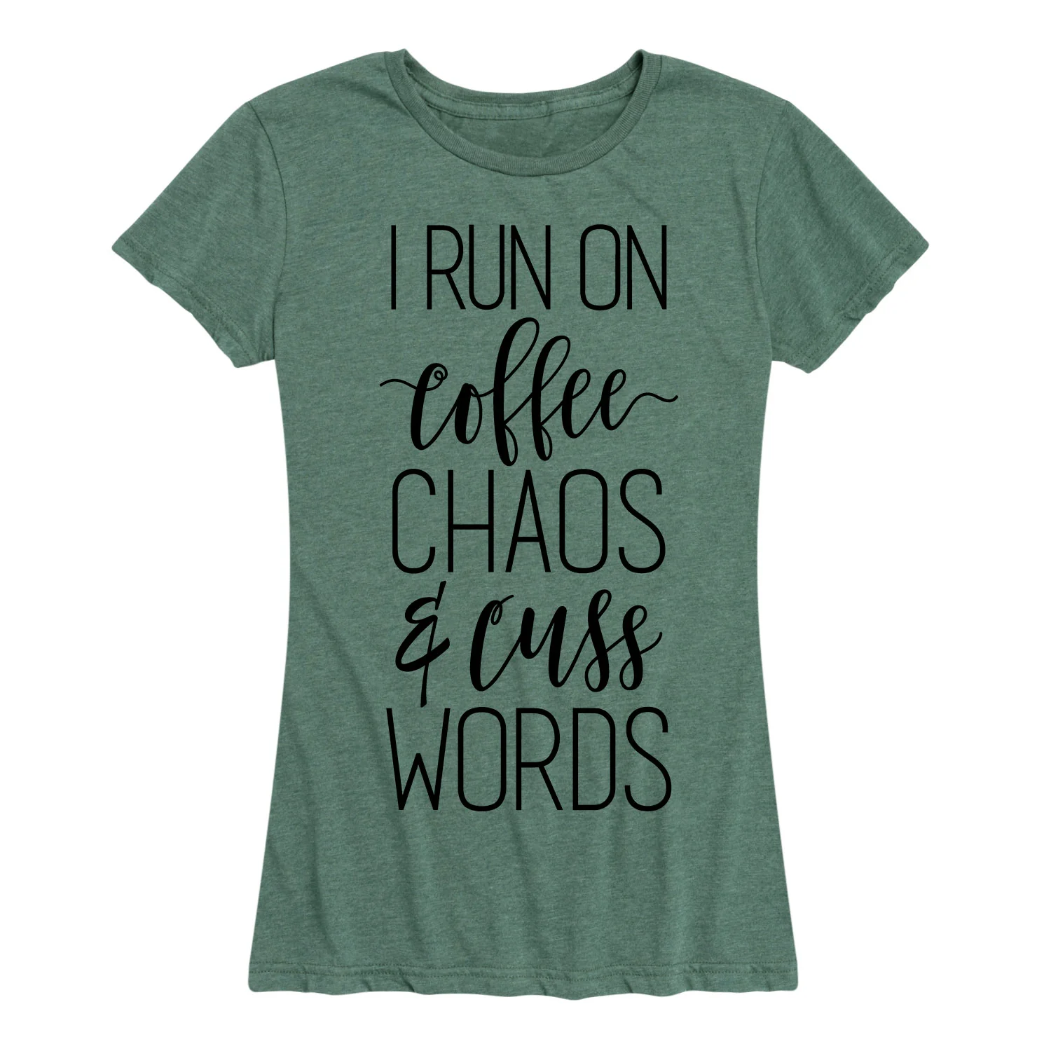 Instant Message - Run on Coffee Chaos and Cuss Words - Women's Short Sleeve Graphic T-Shirt - Image 3
