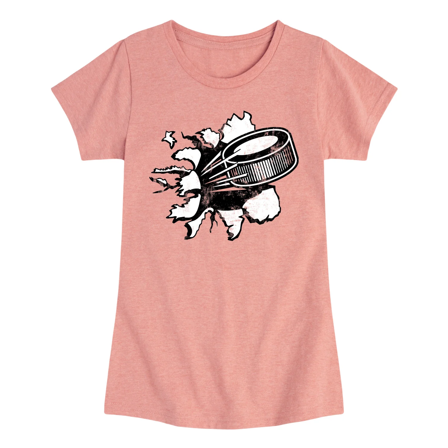 Instant Message - Hockey Puck Shirt Tear - Youth Girls Fitted Short Sleeve T-Shirt - Image 3