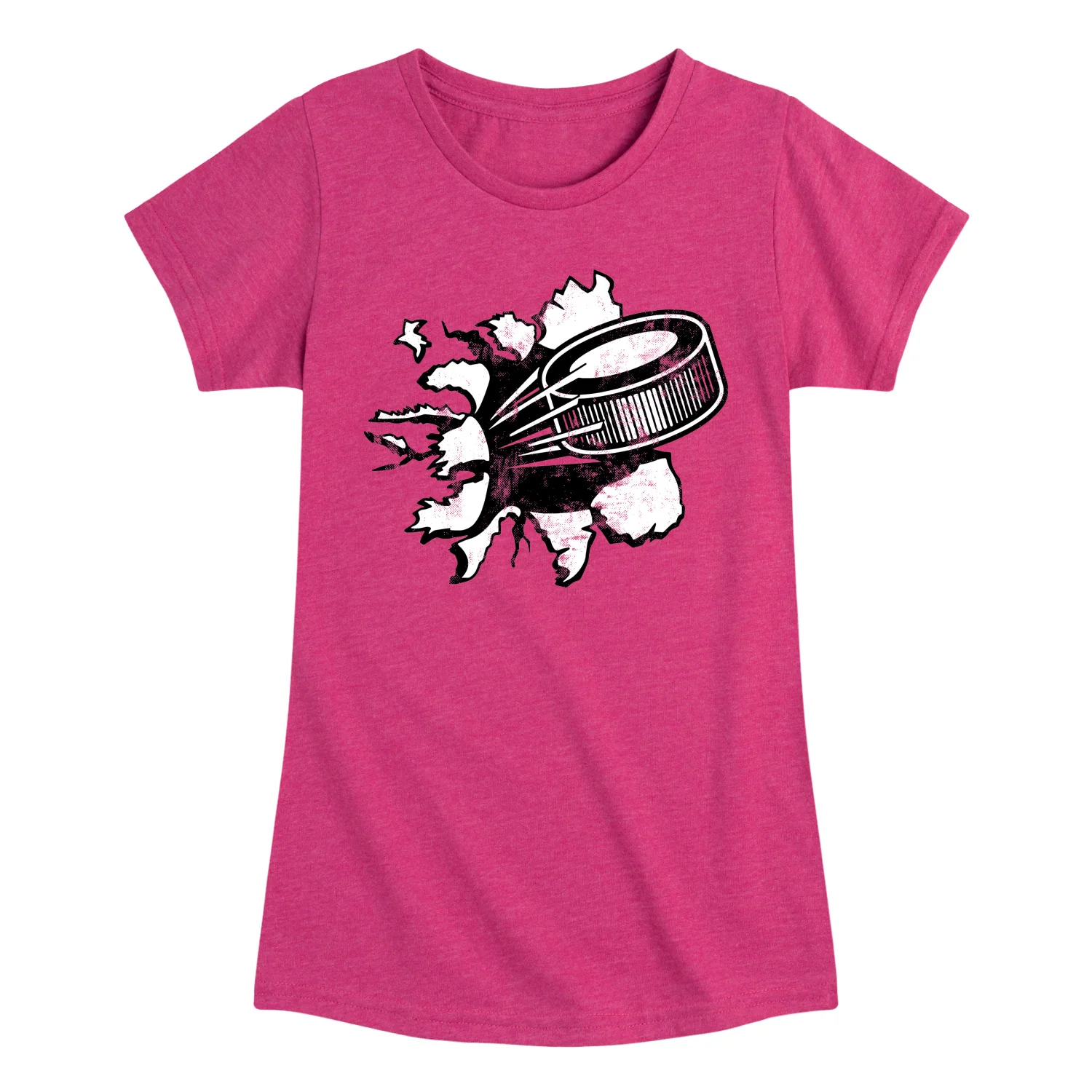 Instant Message - Hockey Puck Shirt Tear - Youth Girls Fitted Short Sleeve T-Shirt - Image 4