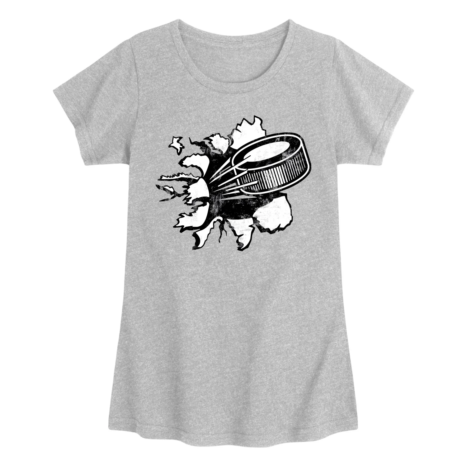 Instant Message - Hockey Puck Shirt Tear - Youth Girls Fitted Short Sleeve T-Shirt - Image 5
