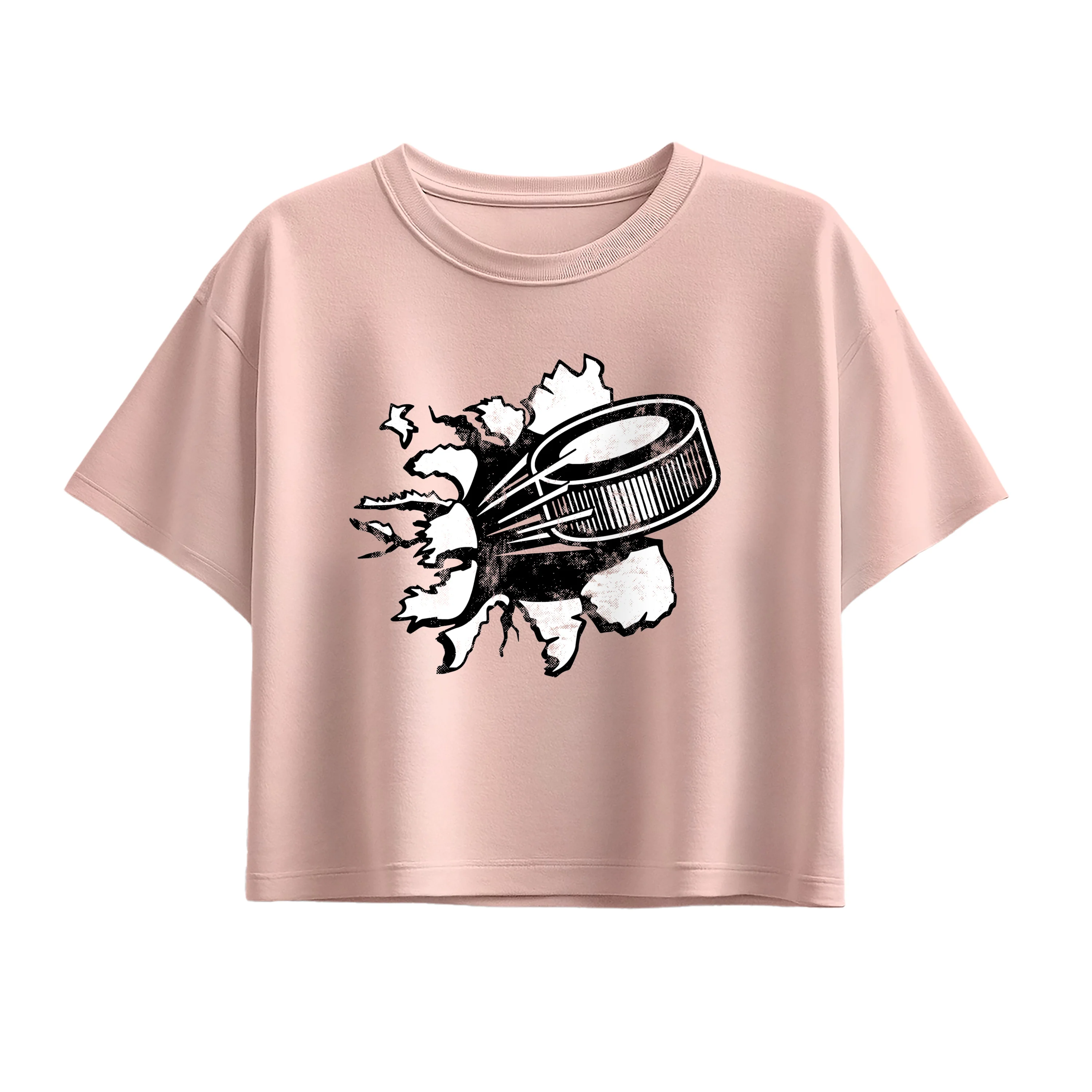 Instant Message - Hockey Puck Shirt Tear - Youth Girls Boxy T-Shirt