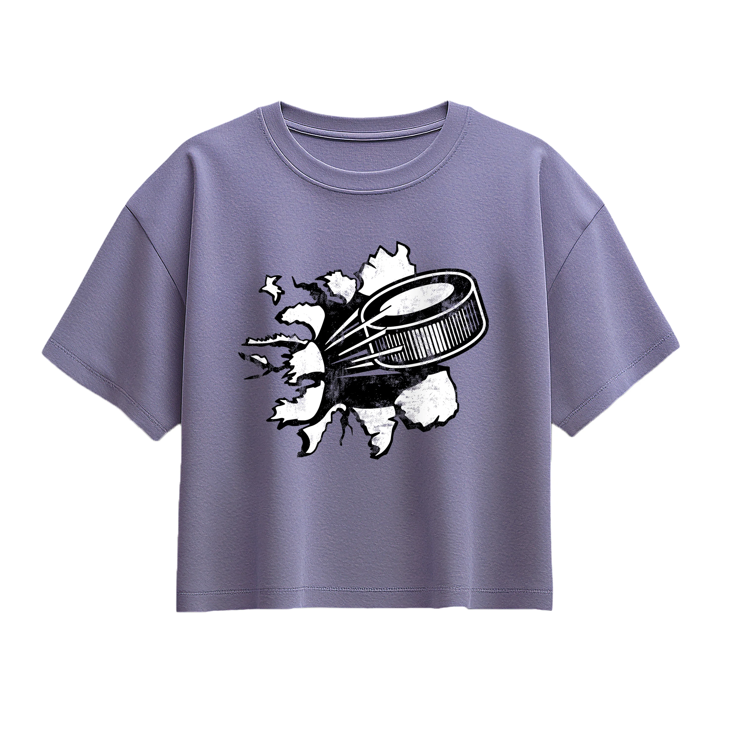 Instant Message - Hockey Puck Shirt Tear - Youth Girls Boxy T-Shirt - Image 3