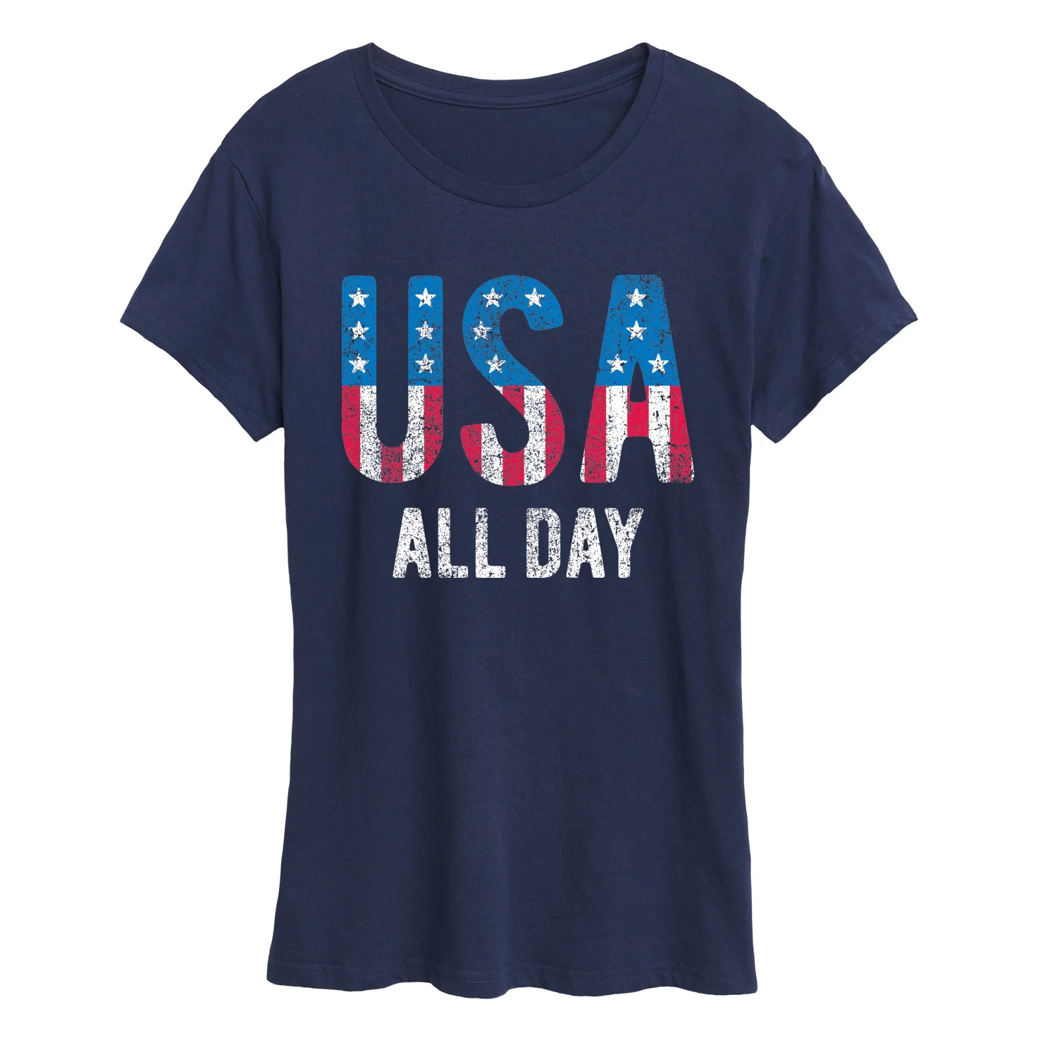 Instant Message - USA All Day Flag Fill - Women's Short Sleeve Graphic T-Shirt
