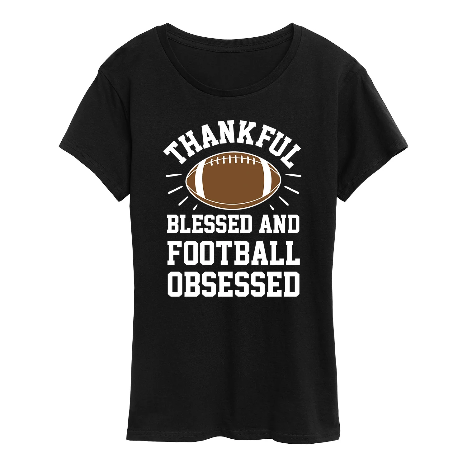 Instant Message - Thankful Blessed And Football Obsessed - Women's Short Sleeve Graphic T-Shirt - Image 2