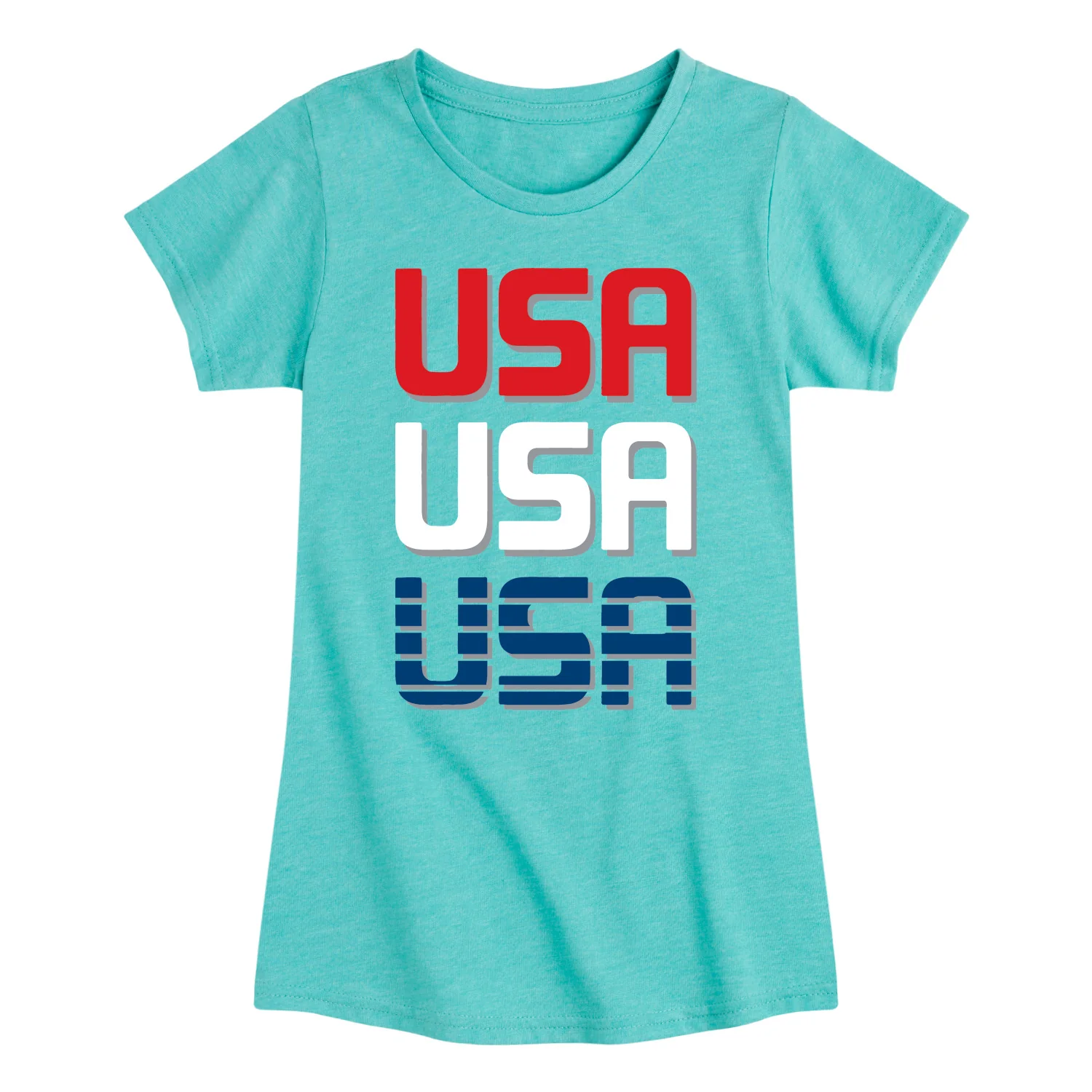 Instant Message - Red White & Blue USA - Youth Girls Fitted Short Sleeve T-Shirt