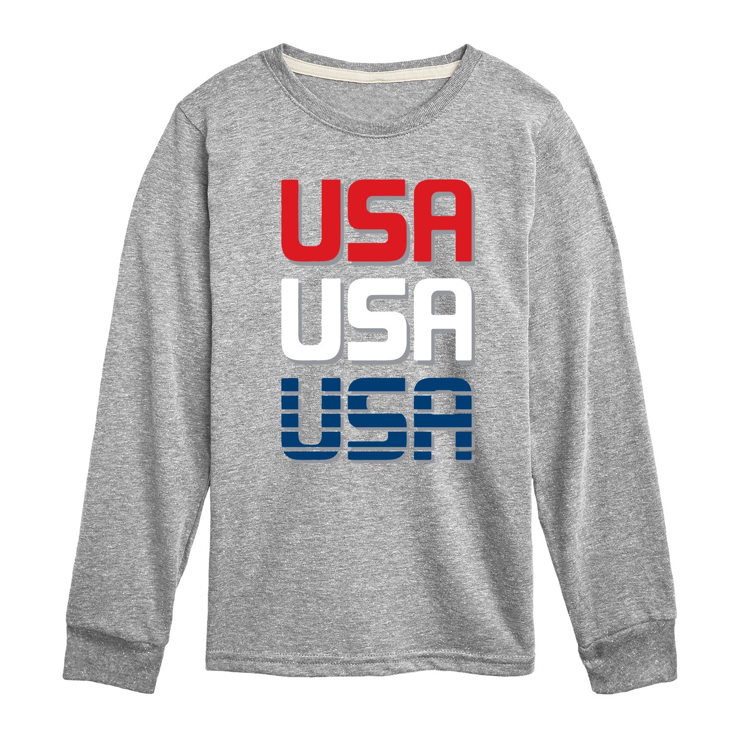 Instant Message - Red White & Blue USA - Youth Boys Long Sleeve Graphic T-Shirt