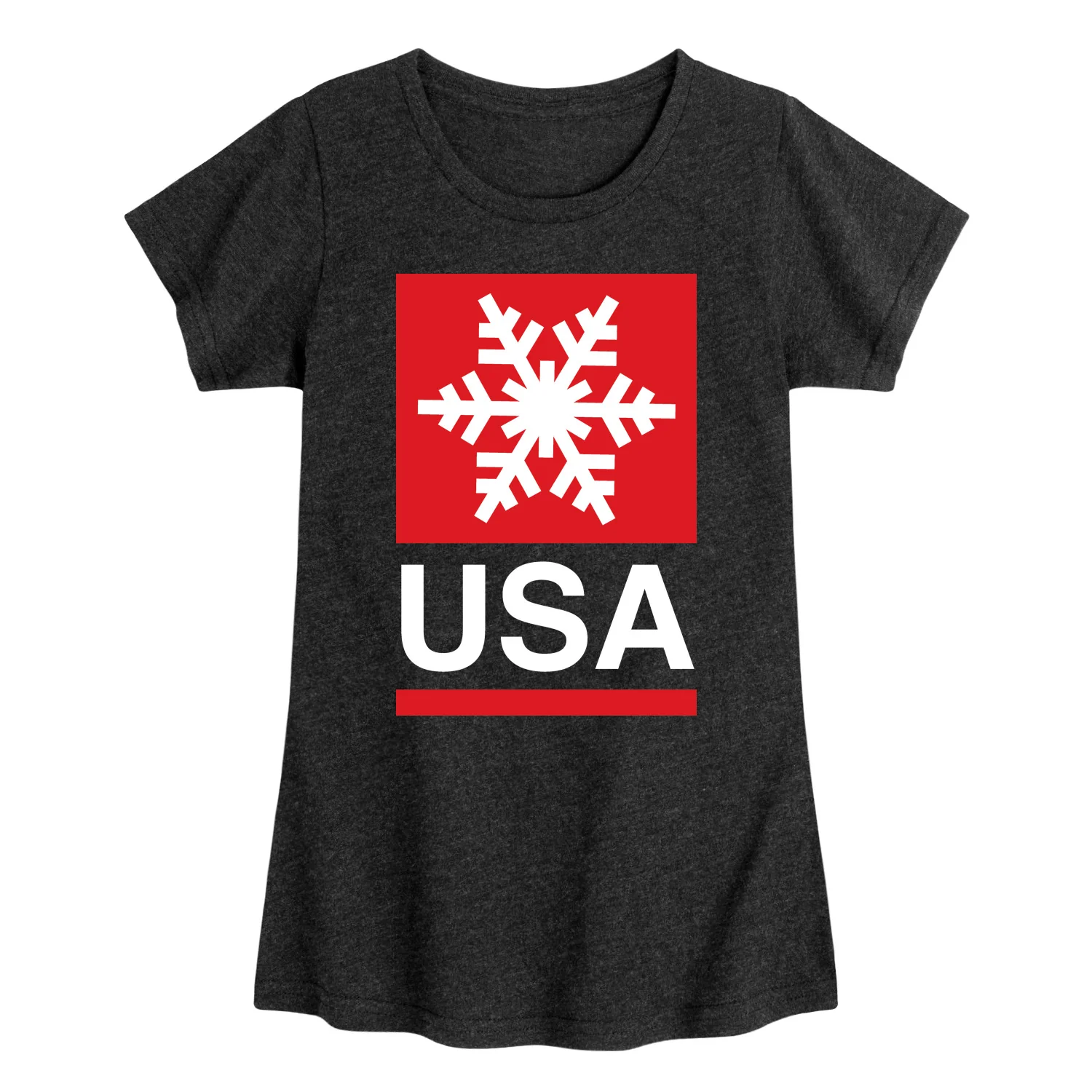 Instant Message - USA Snowflake - Youth Girls Fitted Short Sleeve T-Shirt - Image 2