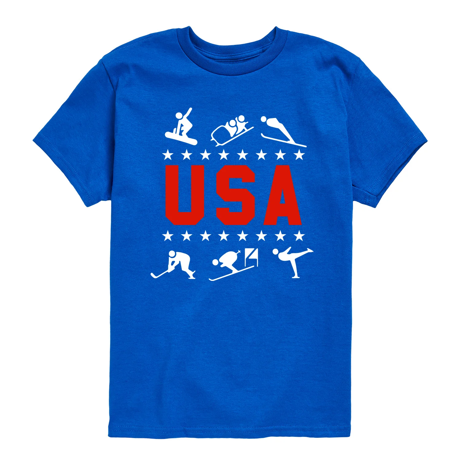 Instant Message - USA Winter Sport Icons - Youth Boys Short Sleeve Graphic T-Shirt - Image 5