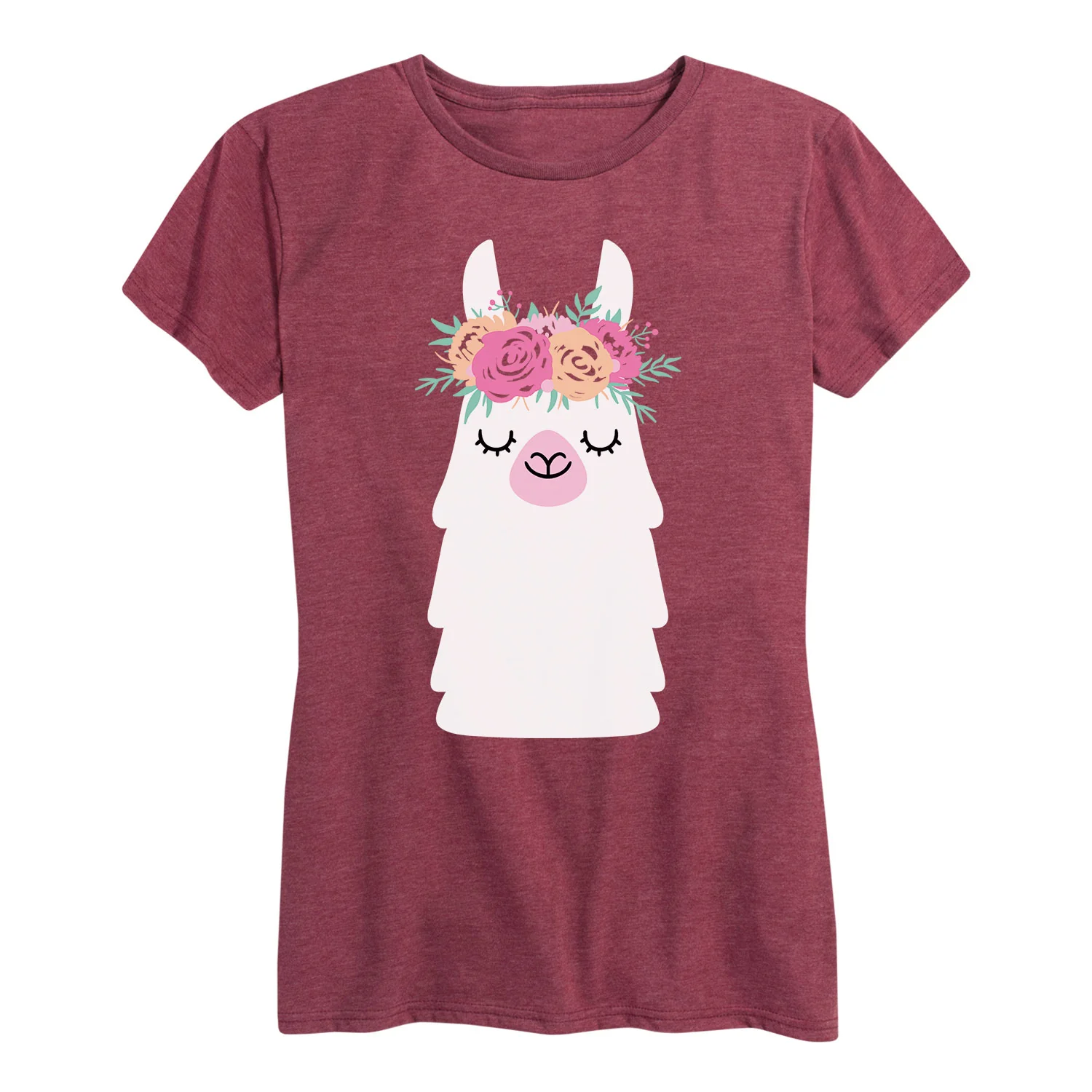 Instant Message - Llama Flower Crown - Women's Short Sleeve Graphic T-shirt - Image 4