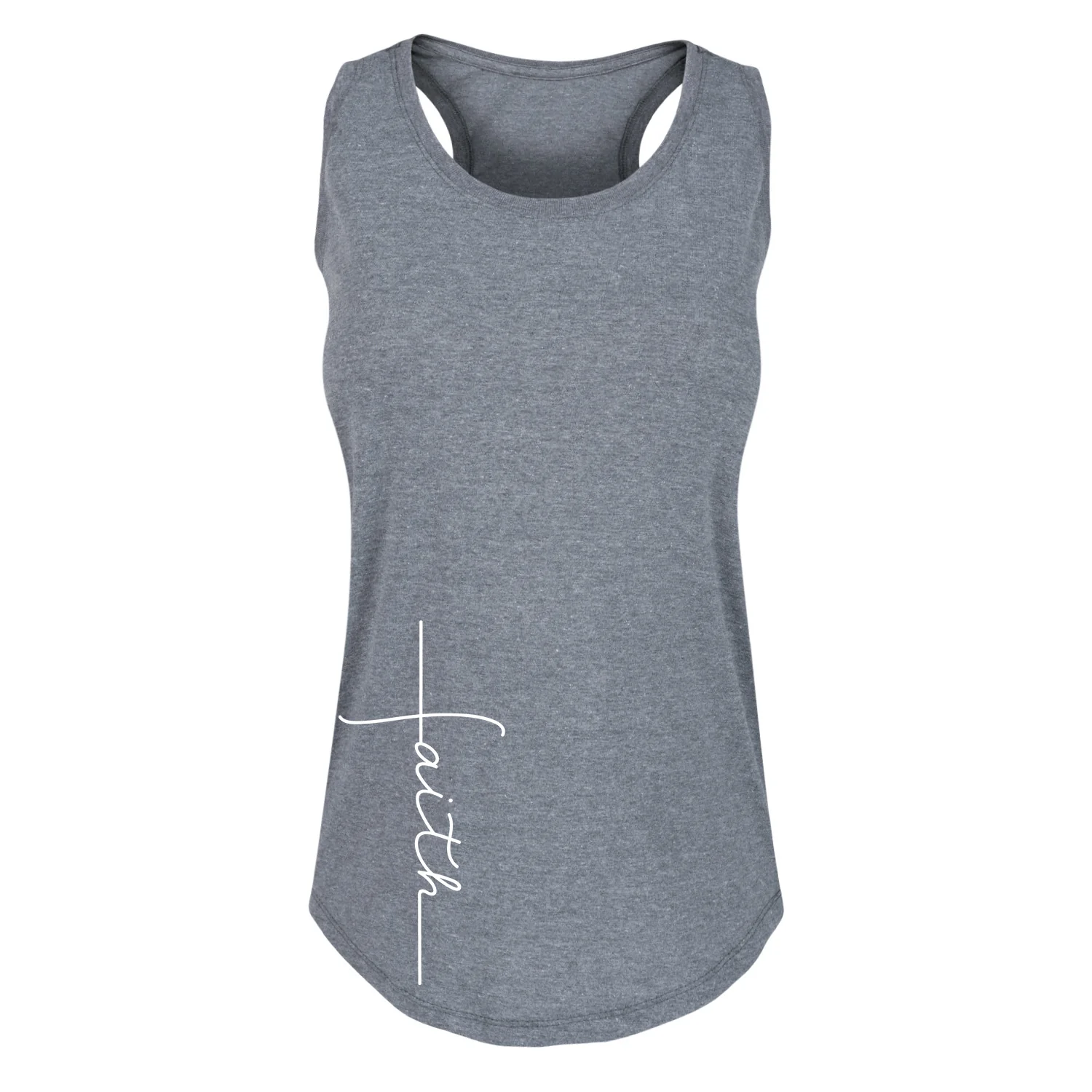 Solid Light - Faith Cross - Women's Racerback Tank - Image 3