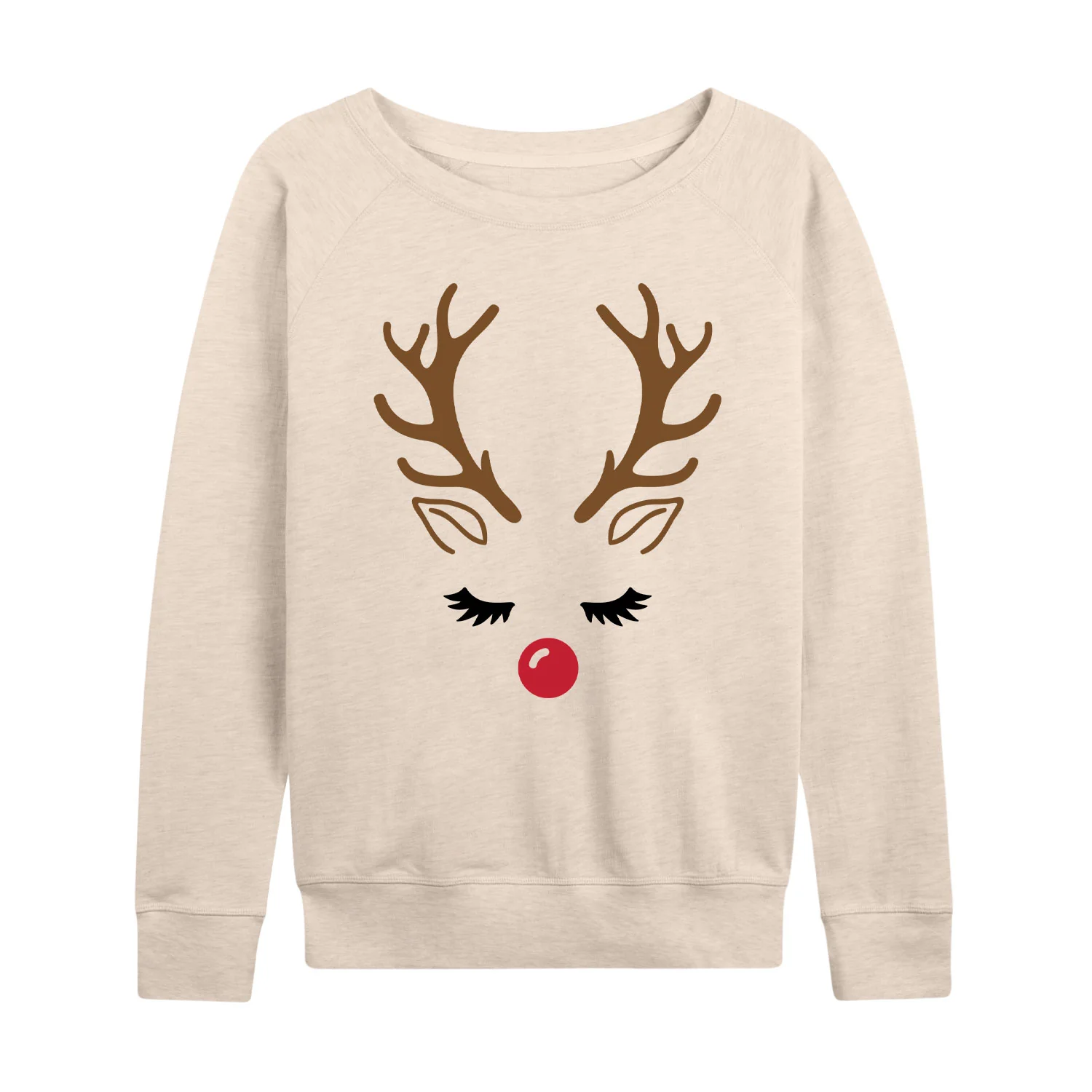 Instant Message - Reindeer Face - Women's French Terry Long Sleeve Pullover