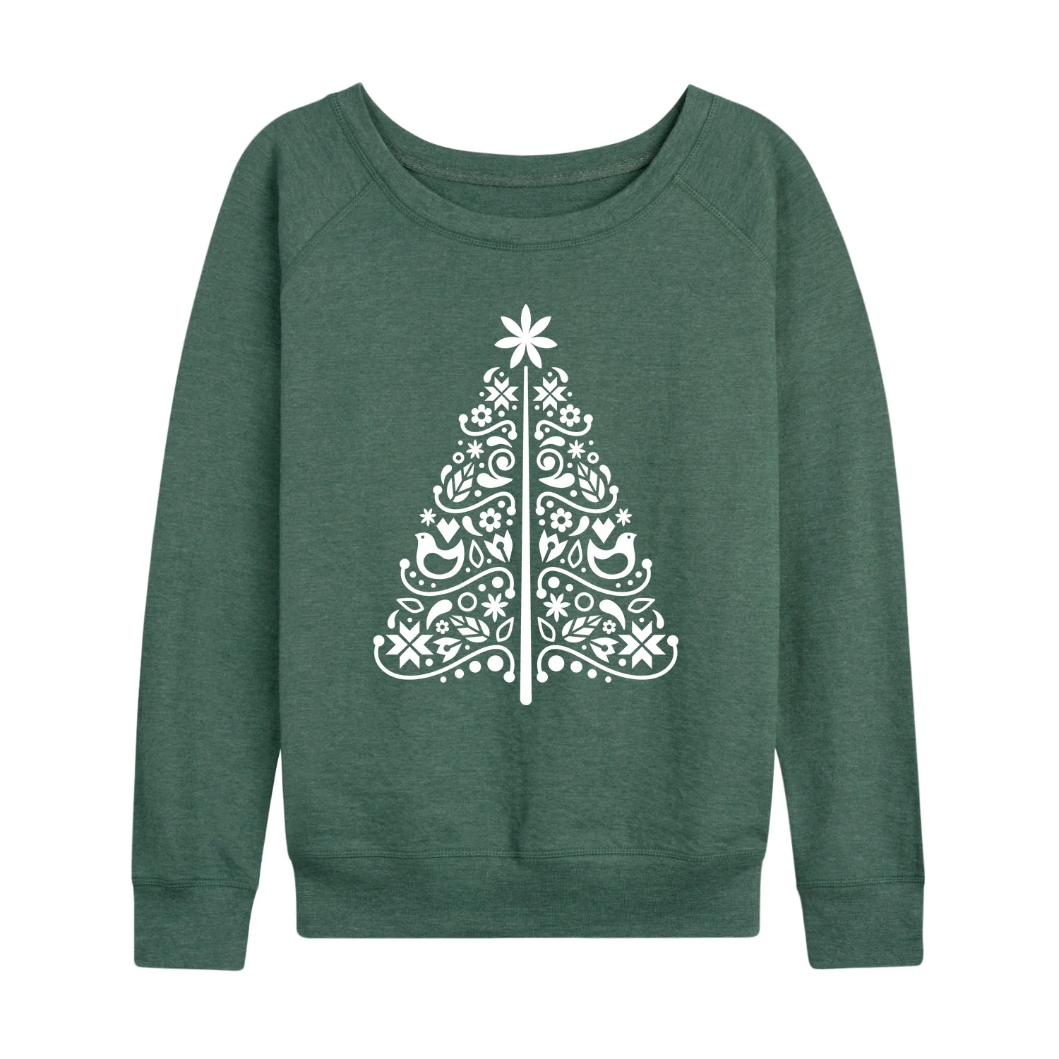 Instant Message - Scandinavian Christmas Tree Simple - Women's French Terry Long Sleeve Pullover - Image 2