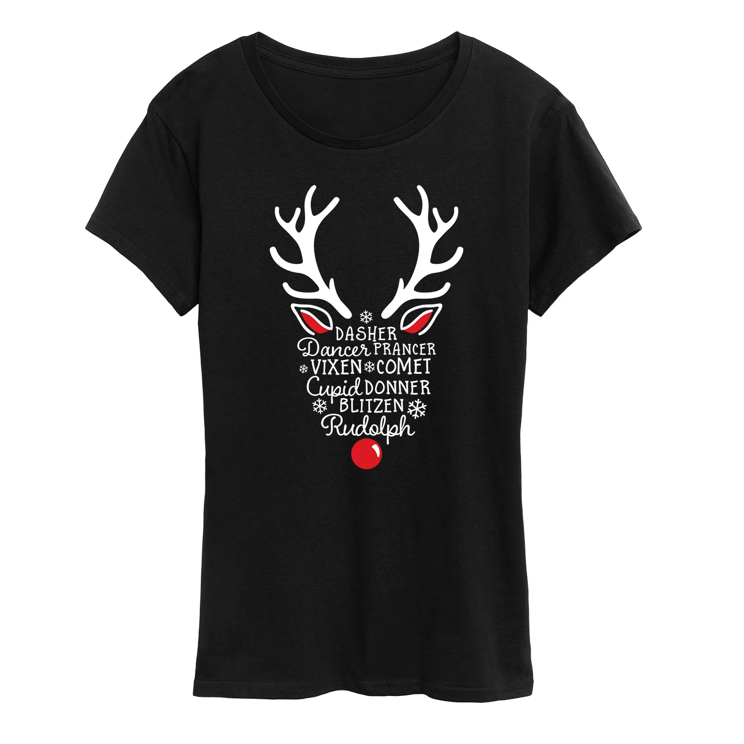 Instant Message - Silhouette Reindeer Names - Women's Short Sleeve Graphic T-shirt