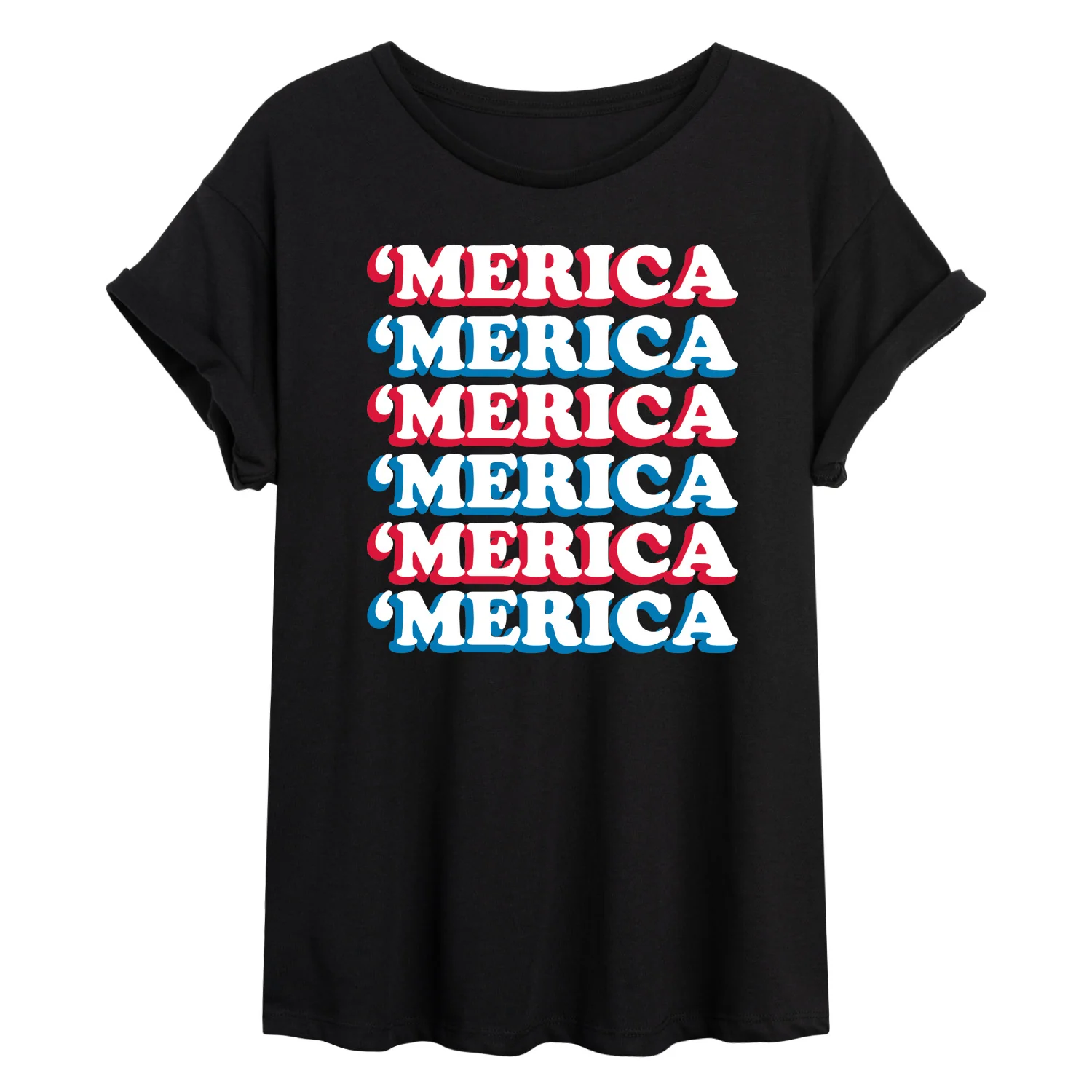 Instant Message - 'Merica Stacked - Juniors Oversized Graphic T-Shirt - Image 3