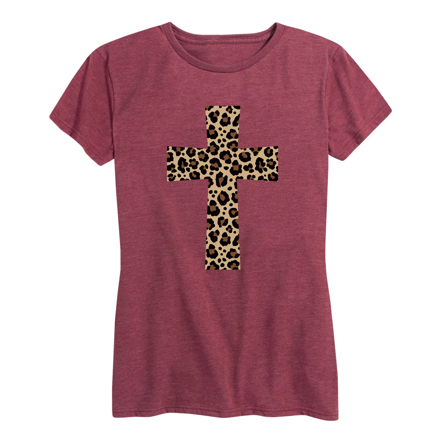 Instant Message - Leopard Print Cross - Women's Short Sleeve Graphic T-shirt - Image 2