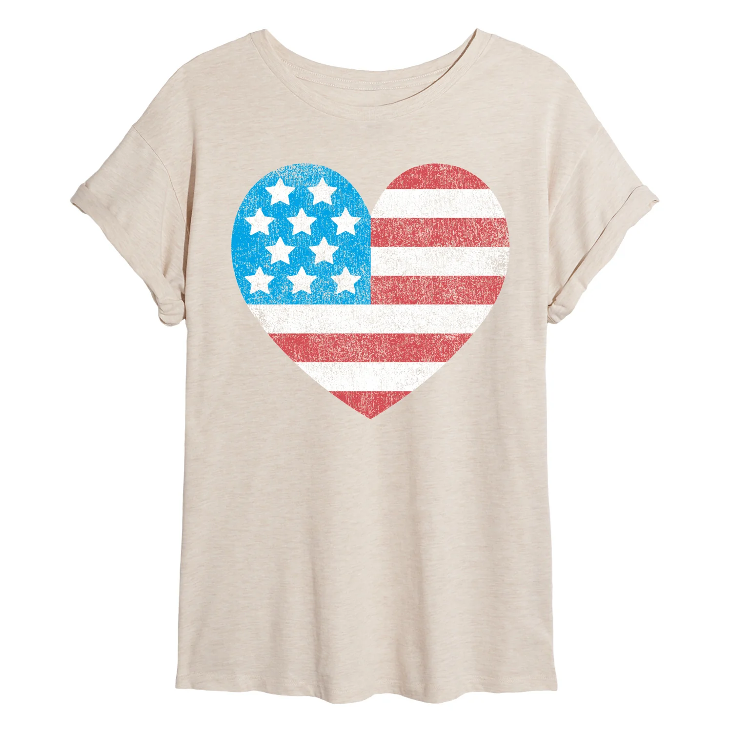 Instant Message - USA Flag Heart - Juniors Oversized Graphic T-Shirt - Image 2
