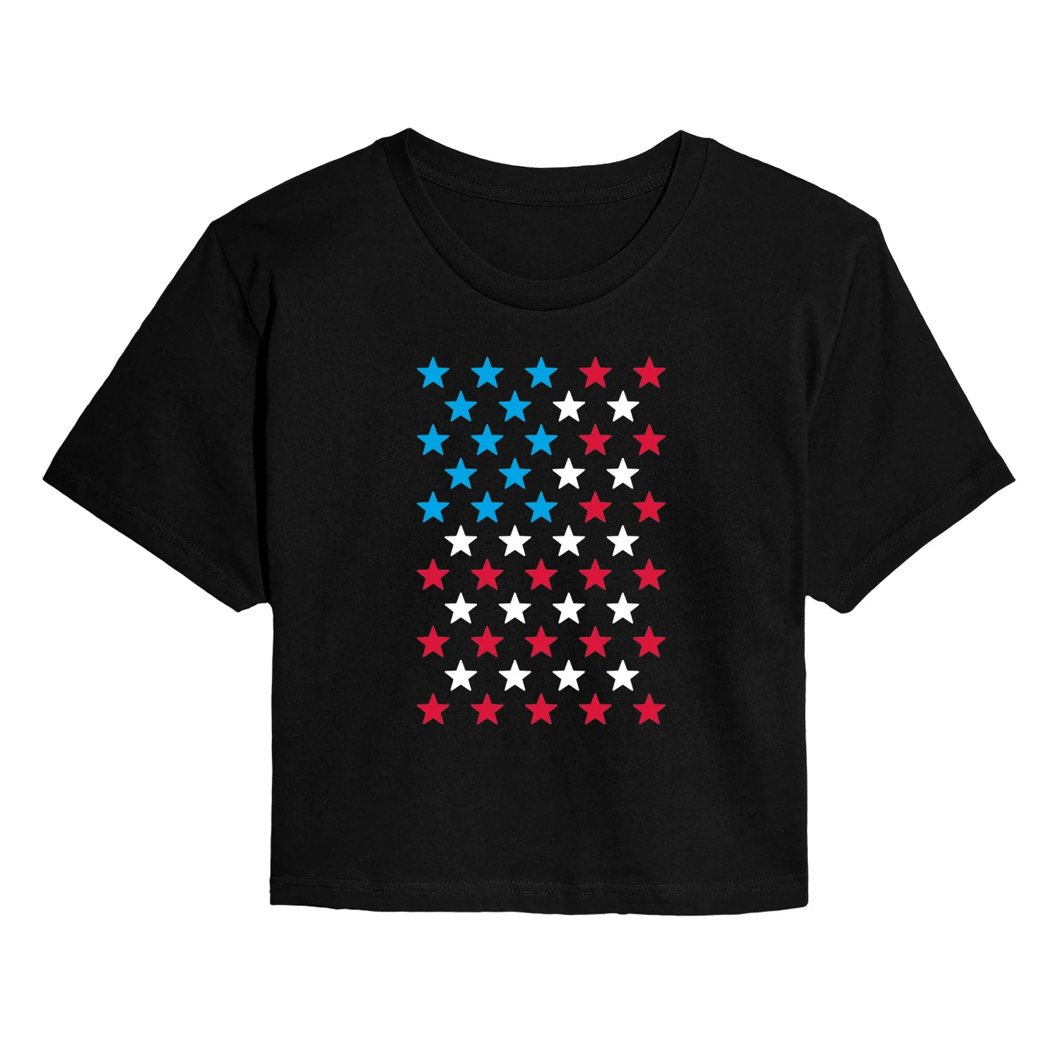 Instant Message - USA Flag Stars - Juniors Cropped Graphic T-Shirt - Image 2