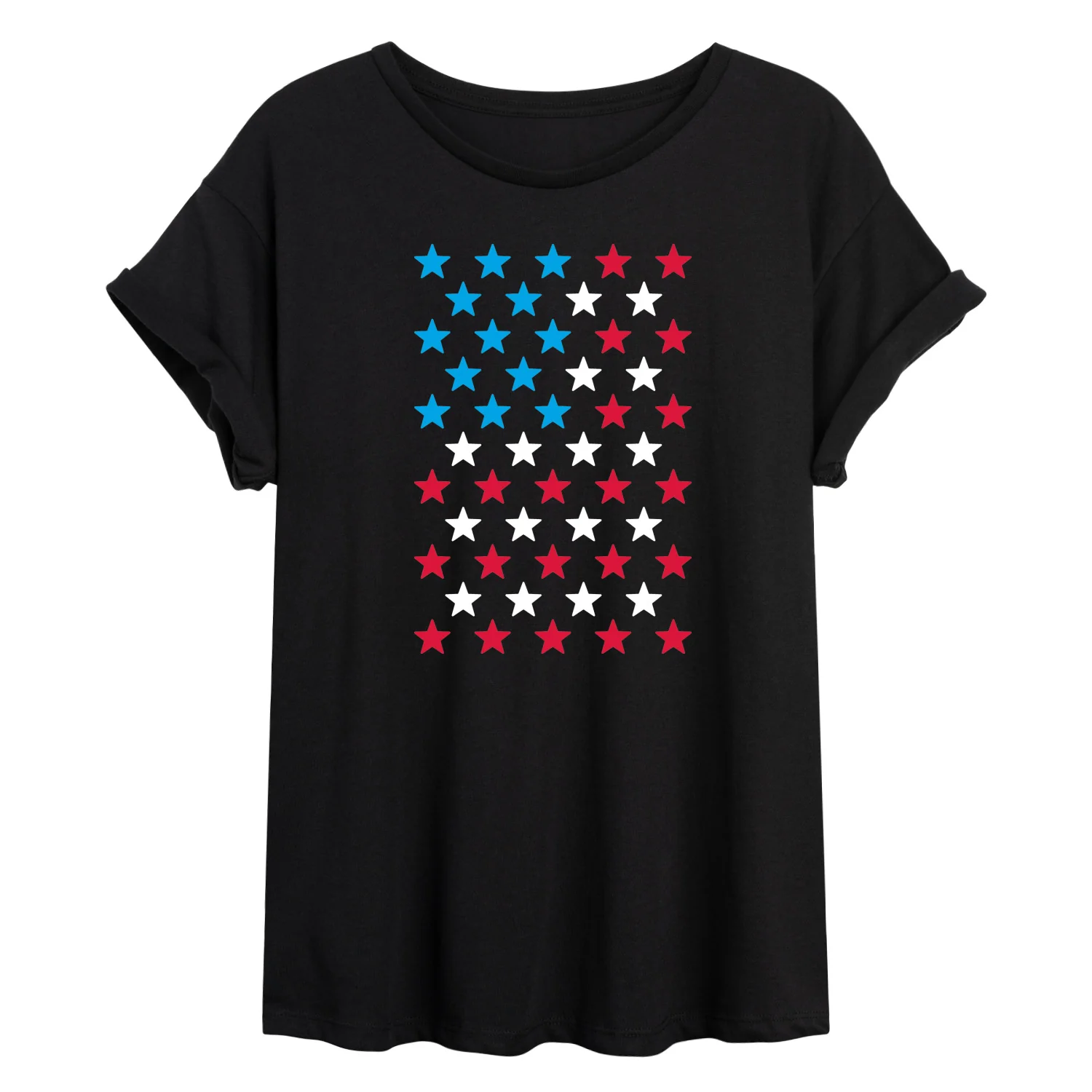 Instant Message - USA Flag Stars - Juniors Oversized Graphic T-Shirt - Image 2