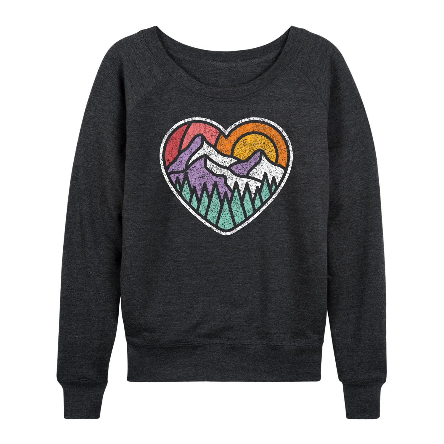 Instant Message - Mountain Forest Heart - Women's French Terry Long Sleeve Pullover - Image 2
