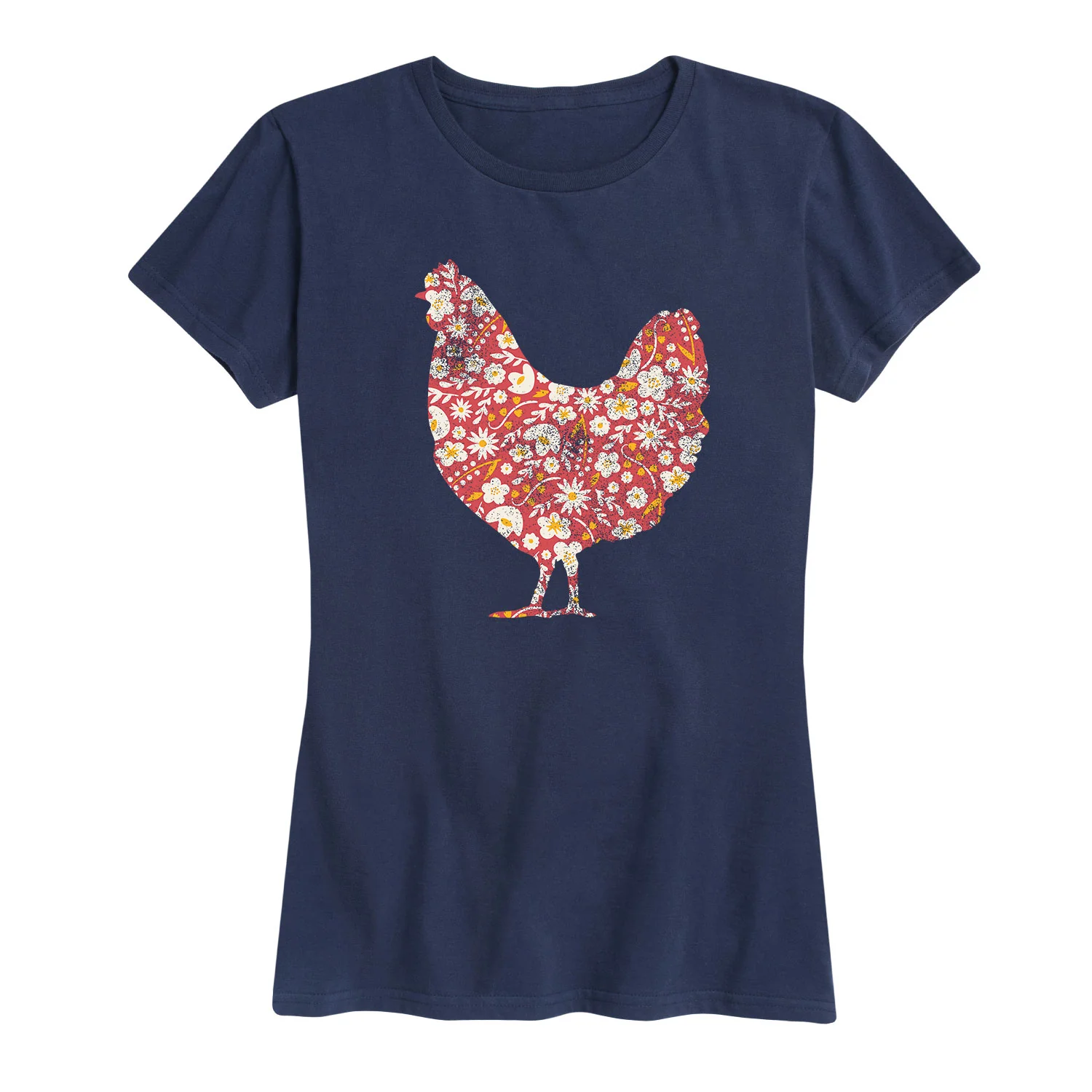 Instant Message - Floral Print Chicken - Women's Short Sleeve Graphic T-shirt - Image 4