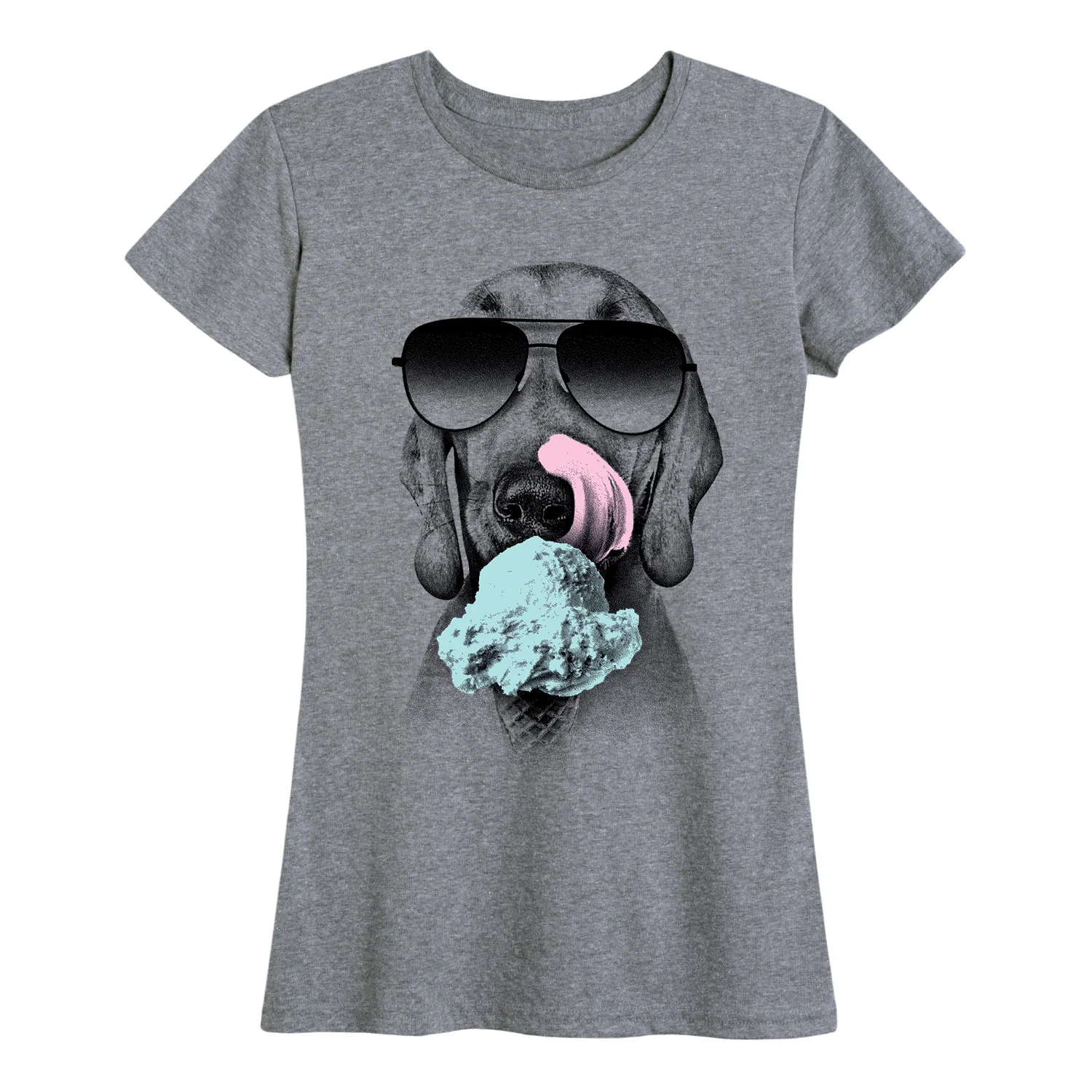 Instant Message - Dog Licking Ice Cream - Women's Short Sleeve Graphic T-shirt