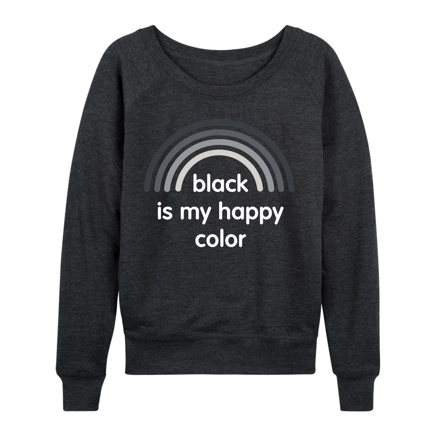 Instant Message - Black Happy Color - Women's French Terry Long Sleeve Pullover
