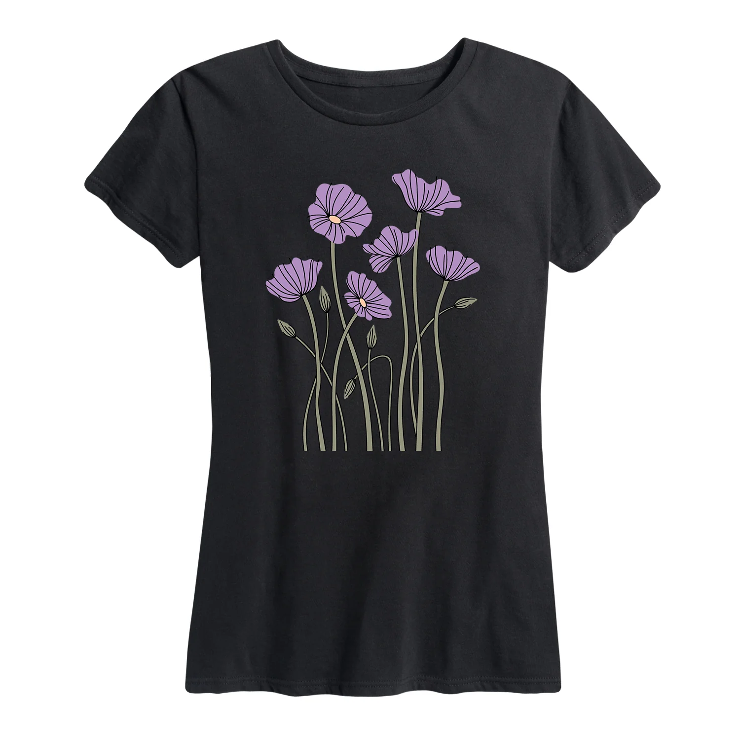 Instant Message - Abstract Purple Poppies - Women's Short Sleeve Graphic T-shirt