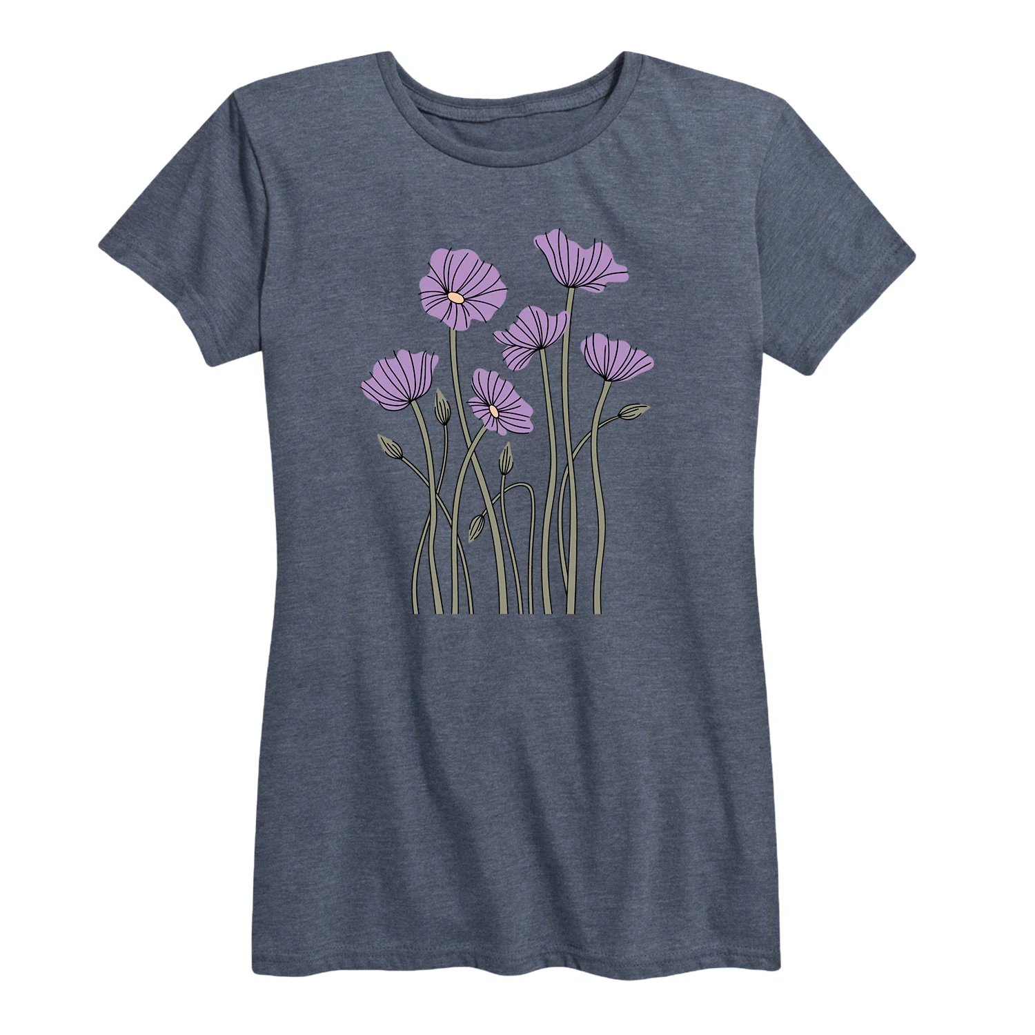 Instant Message - Abstract Purple Poppies - Women's Short Sleeve Graphic T-shirt - Image 2