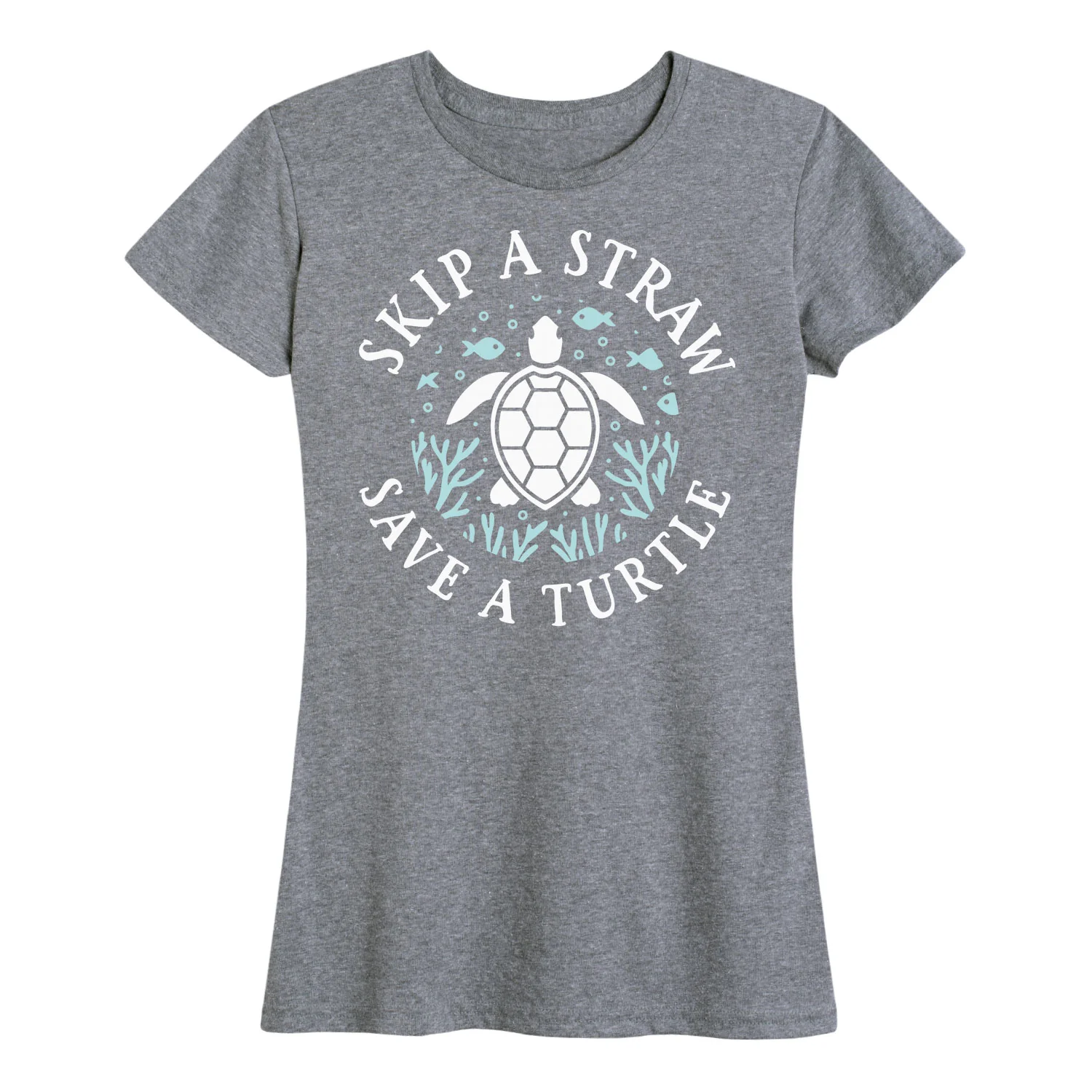 Instant Message - Skip a Straw Save a Turtle - Women's Short Sleeve Graphic T-shirt