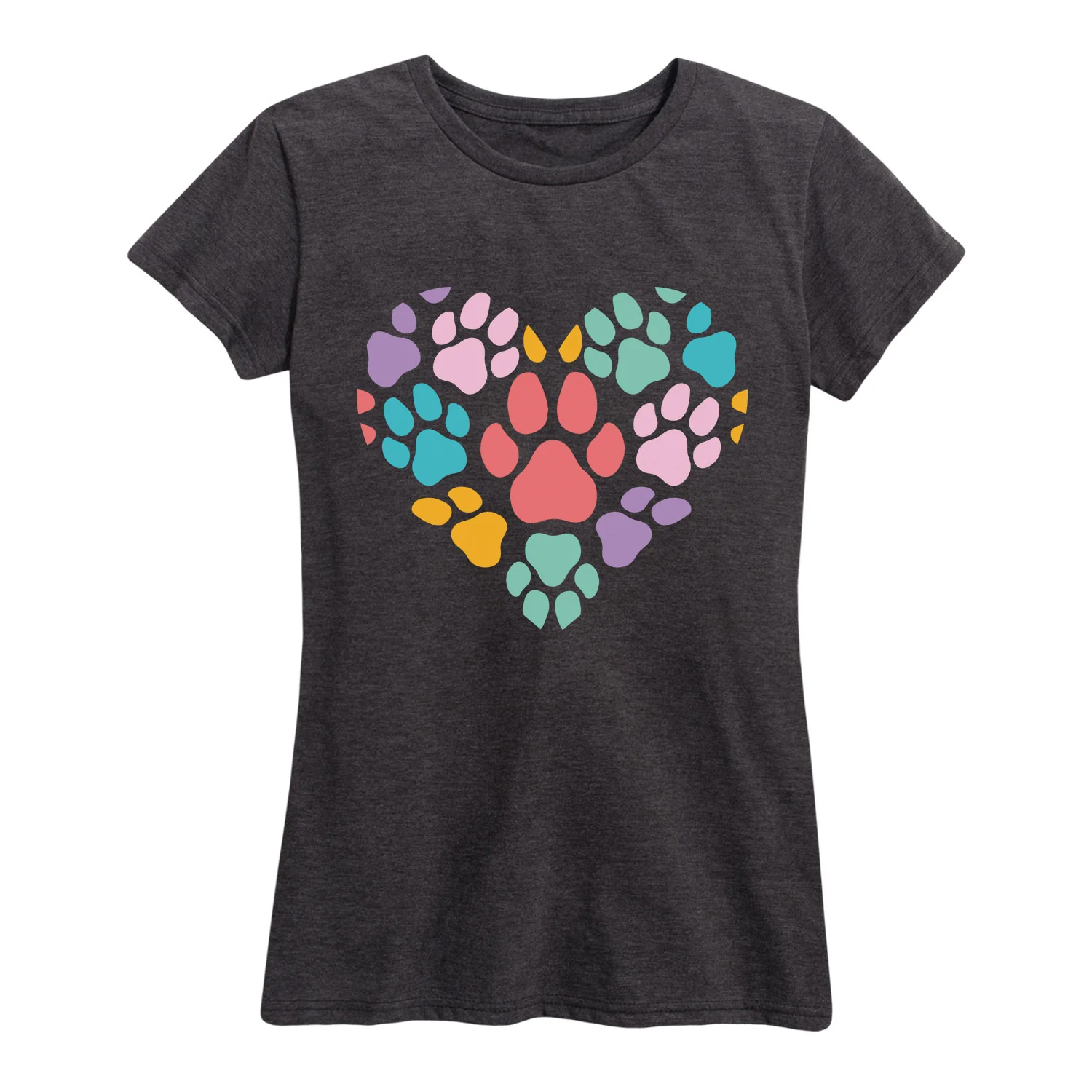 Instant Message - Rainbow Pawprint Heart - Women's Short Sleeve Graphic T-shirt - Image 2