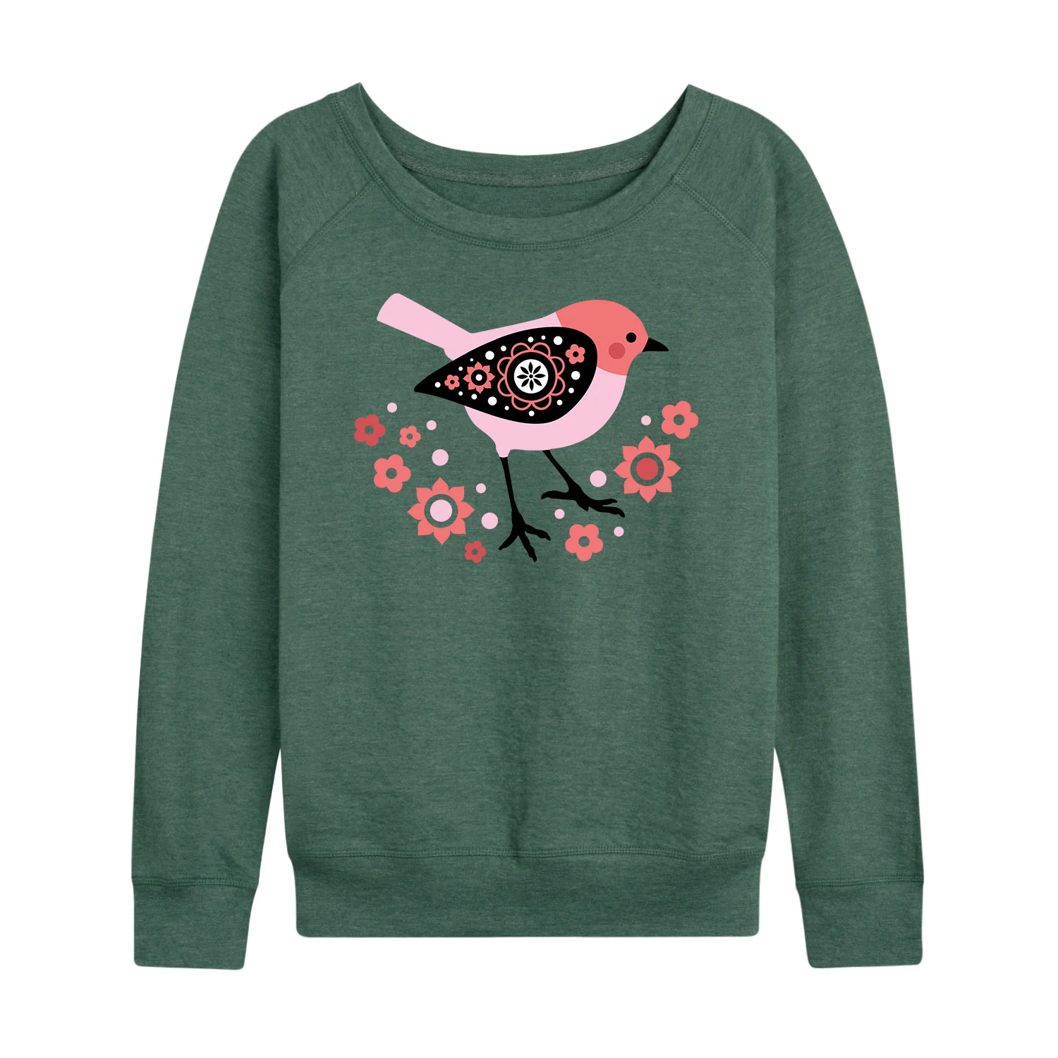 Instant Message - Scandinavian Sparrow Bird - Women's French Terry Long Sleeve Pullover