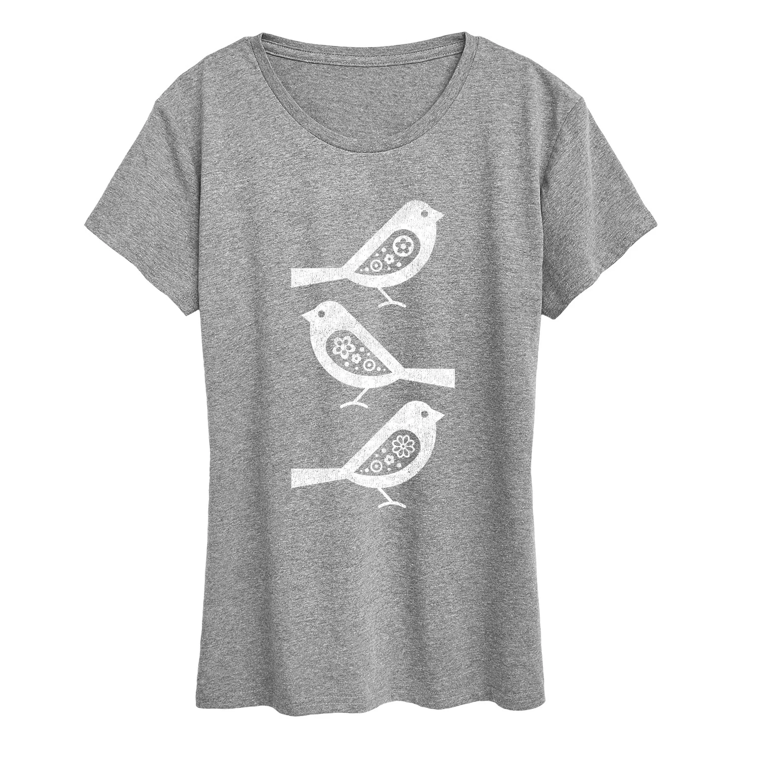 Instant Message - Bw Scandinavian Birds - Women's Short Sleeve Graphic T-Shirt - Image 4