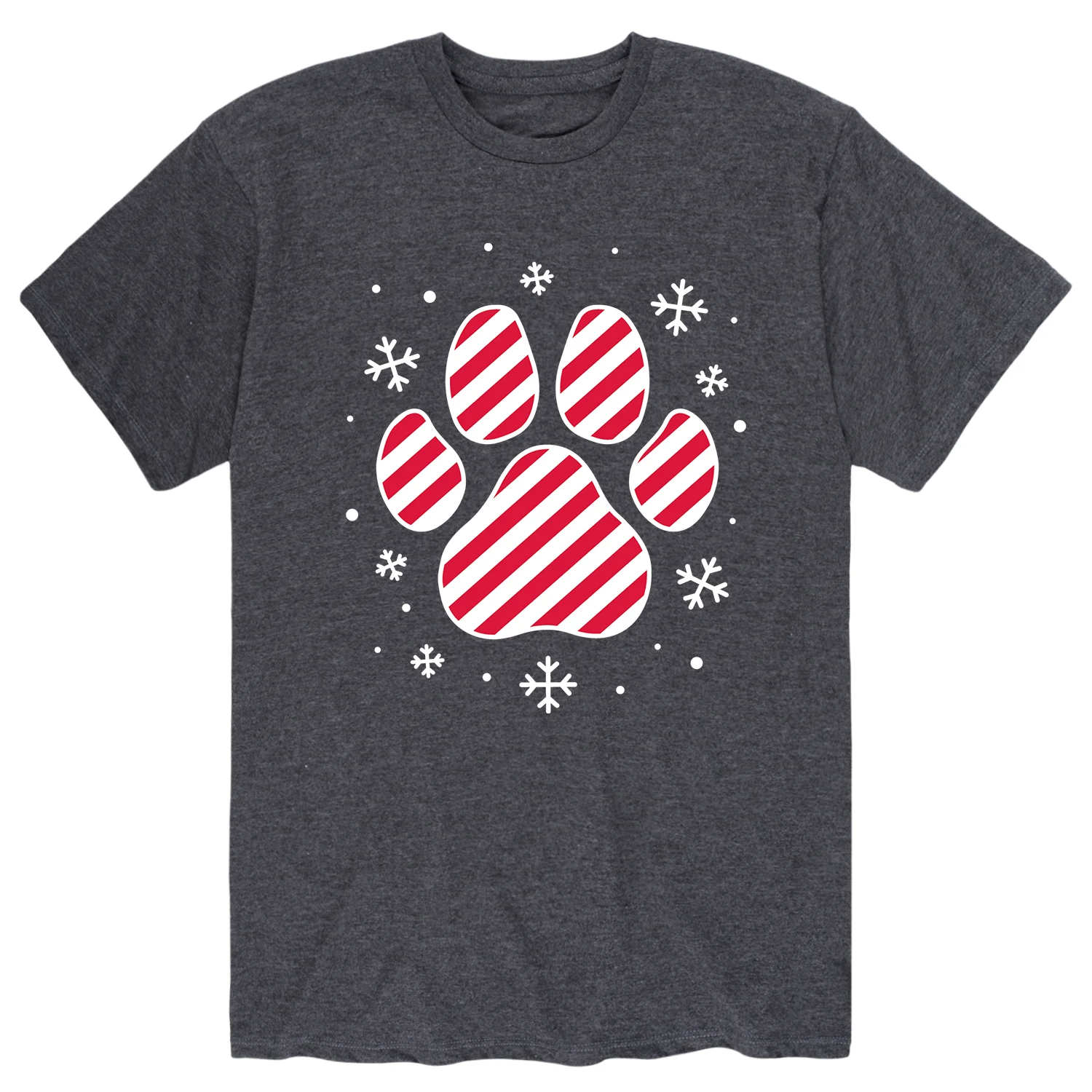 Instant Message - Candy Cane Striped Paw Print - Men's Short Sleeve Graphic T-shirt - Image 3