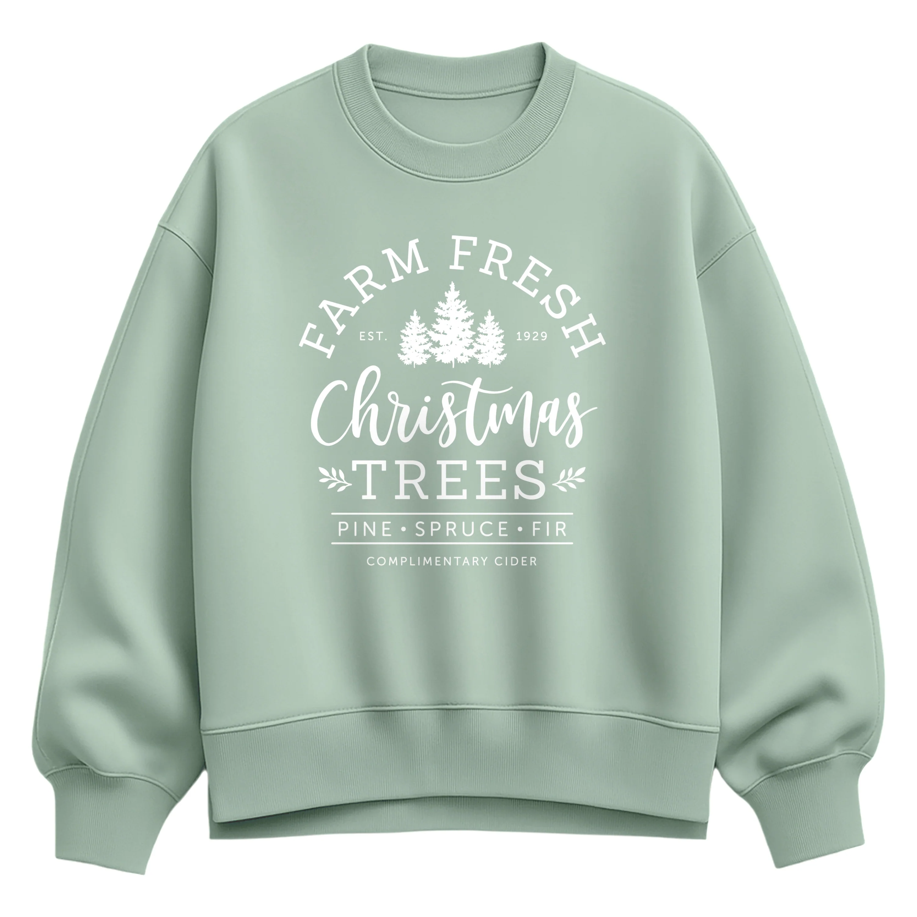 Instant Message - Farm Fresh Christmas Trees - Ladies Oversized Fleece Crew Sweatshirt - Image 2