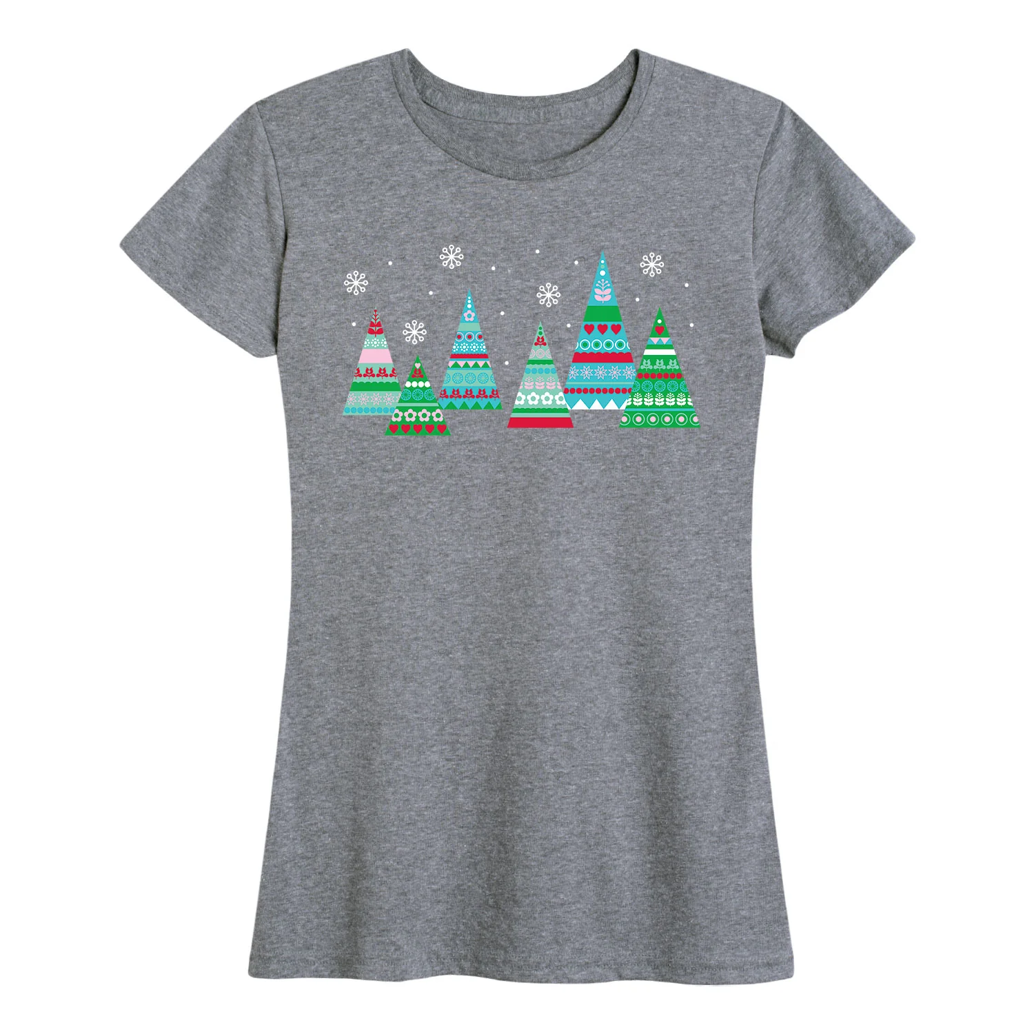 Instant Message - Scandinavian Patterned Trees - Women's Short Sleeve Graphic T-shirt - Image 2