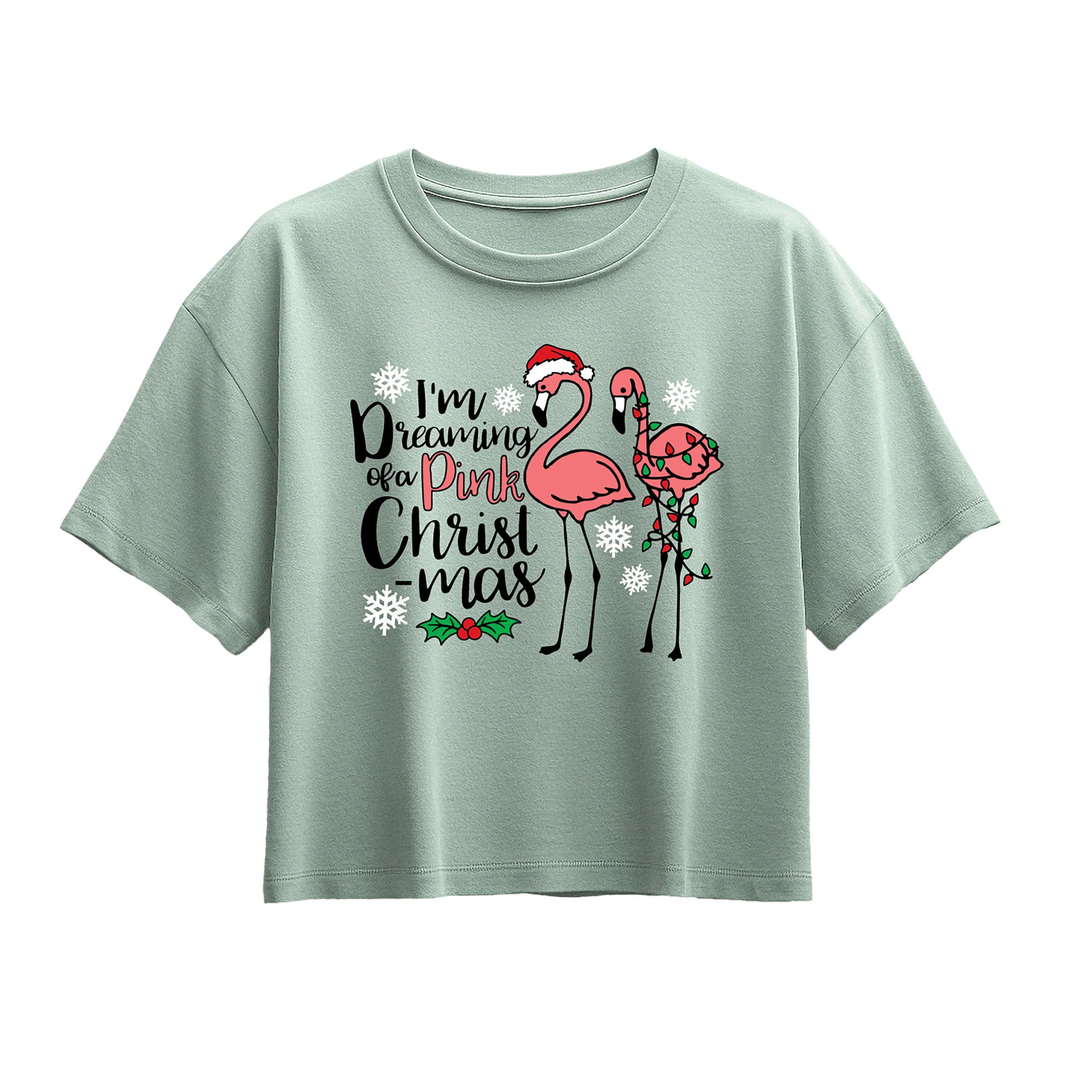 Instant Message - Im Dreaming Of A Pink Christmas - Youth Girl Short Sleeve Boxy Tee - Image 4