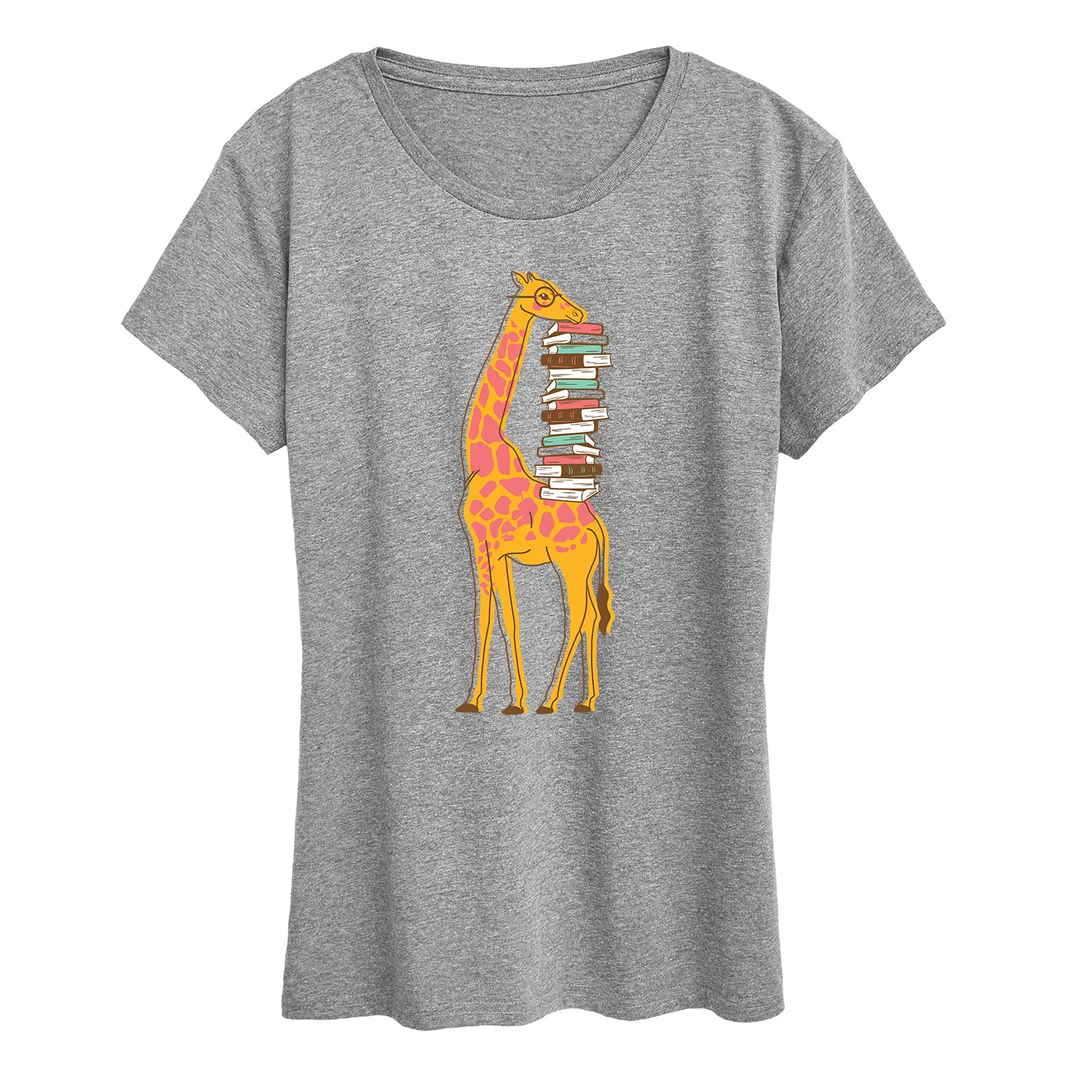 Instant Message - Giraffe Carrying Books - Women's Short Sleeve Graphic T-shirt - Image 4