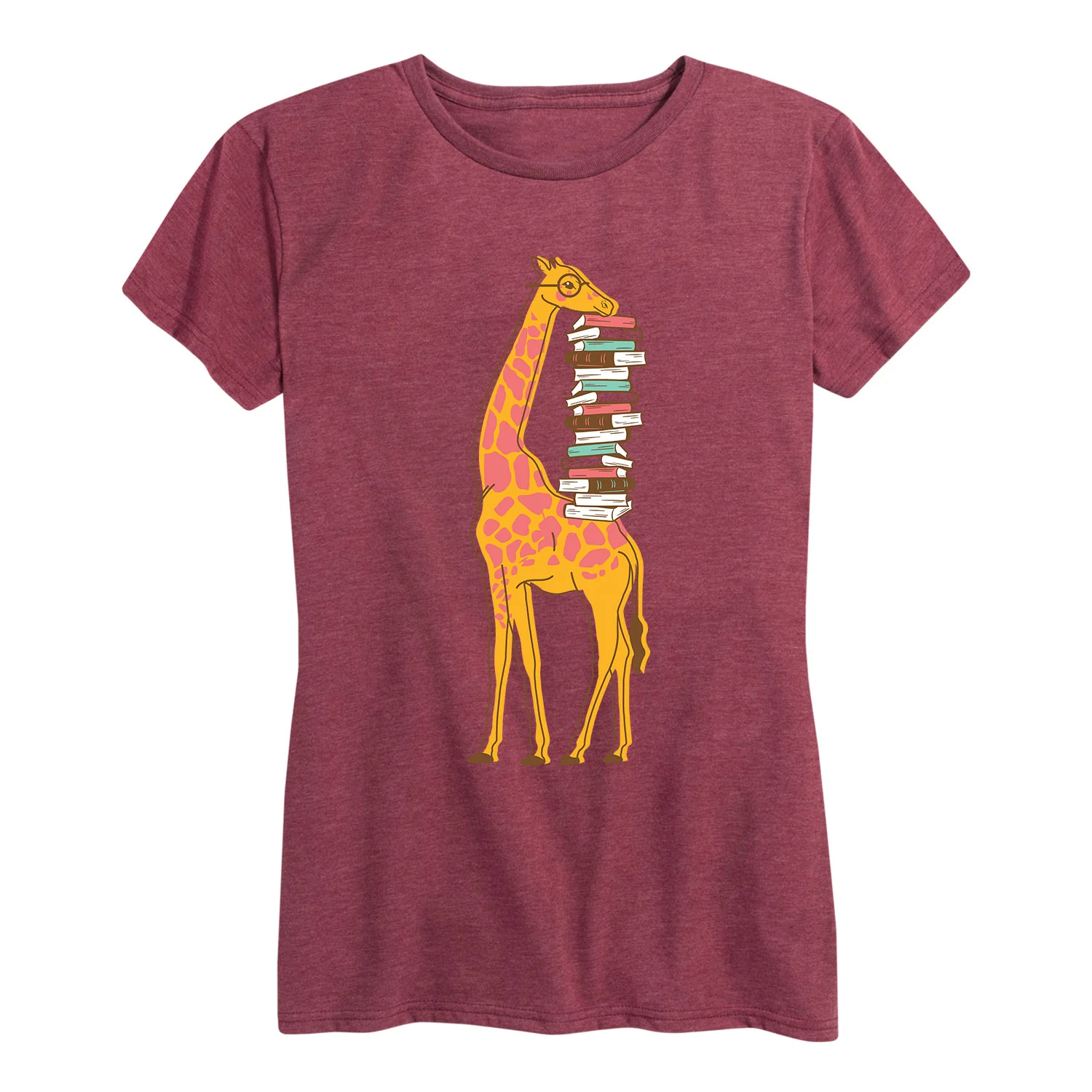Instant Message - Giraffe Carrying Books - Women's Short Sleeve Graphic T-shirt - Image 5