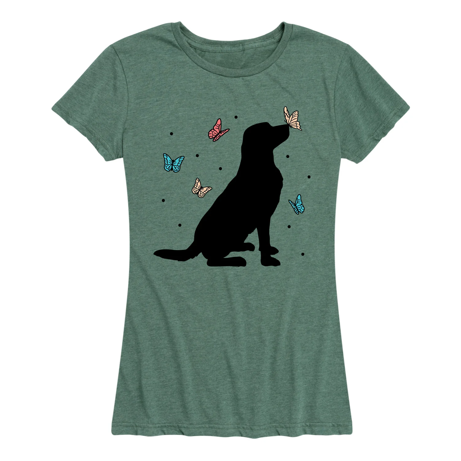 Instant Message - Dog and Butterflies - Women's Short Sleeve Graphic T-shirt - Image 4