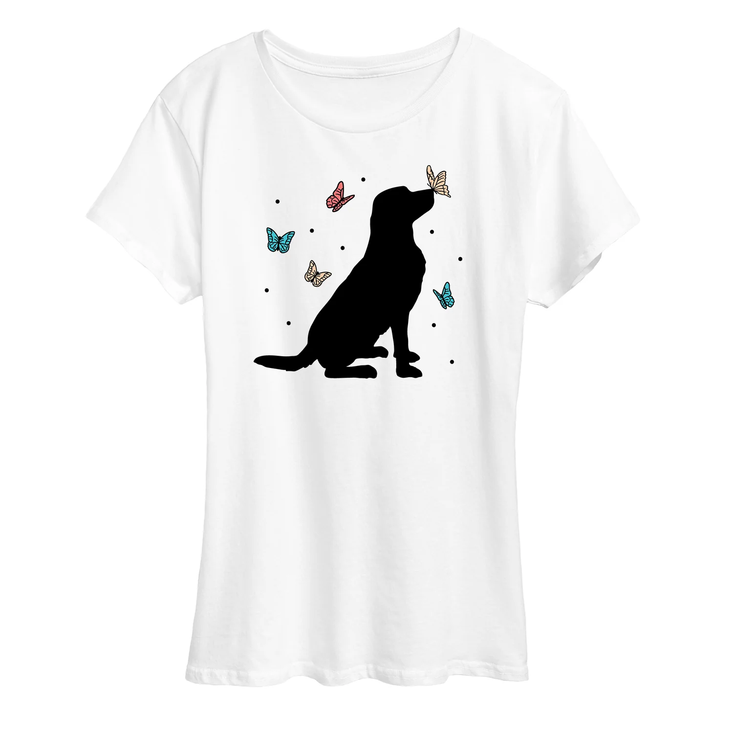 Instant Message - Dog and Butterflies - Women's Short Sleeve Graphic T-shirt - Image 6