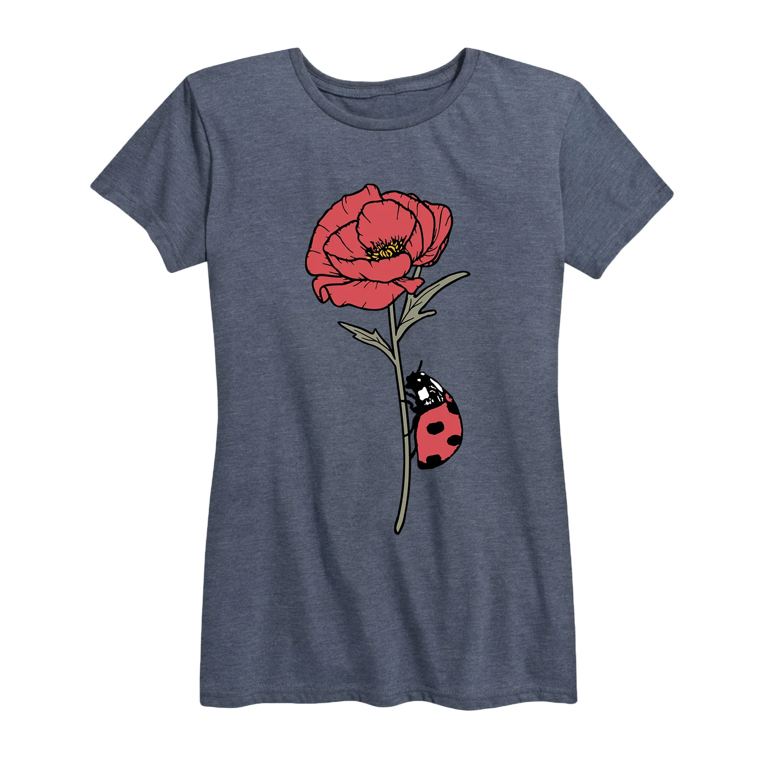 Instant Message - Ladybug on Poppy - Women's Short Sleeve Graphic T-shirt