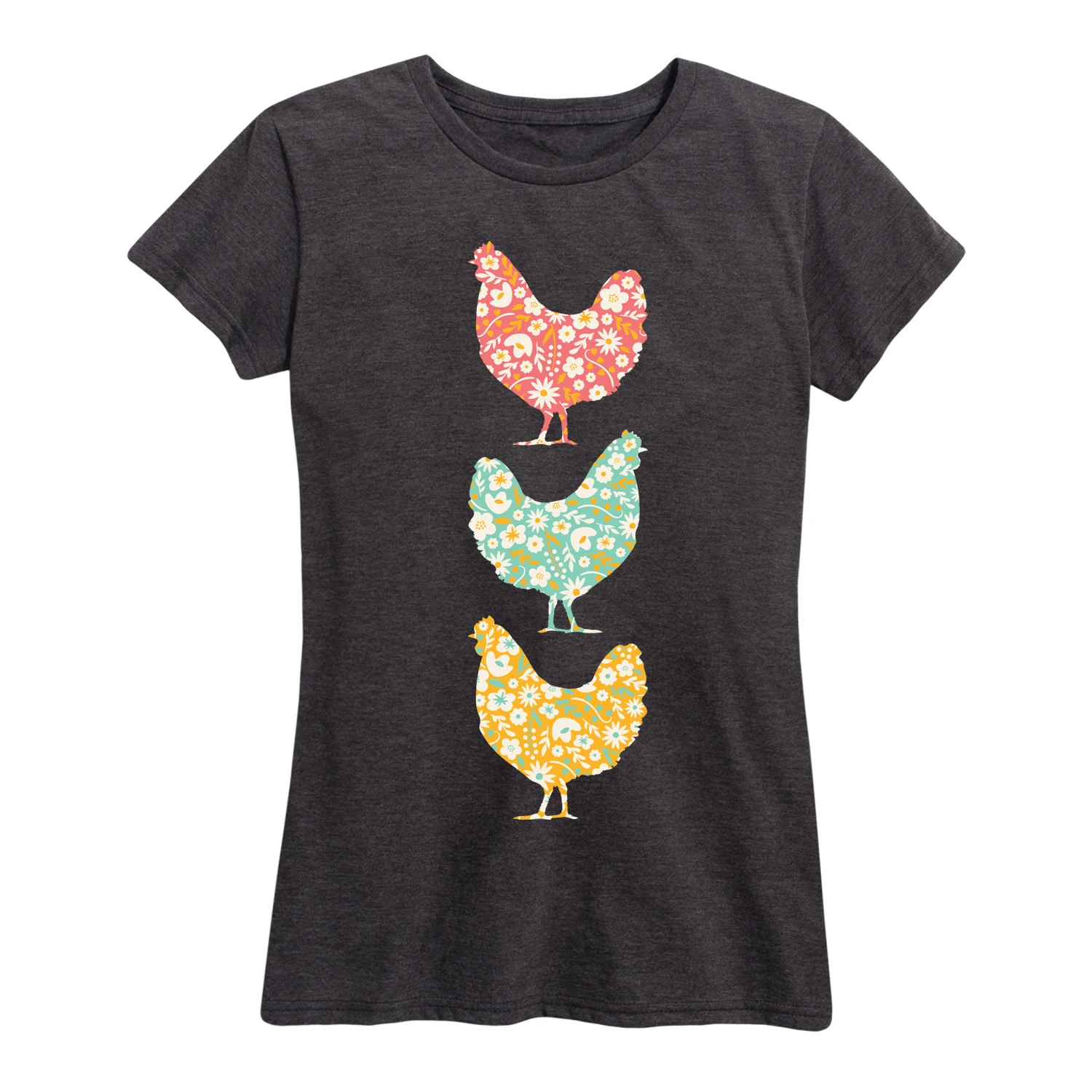 Instant Message - Stacked Patterned Chickens - Women's Short Sleeve Graphic T-shirt - Image 2