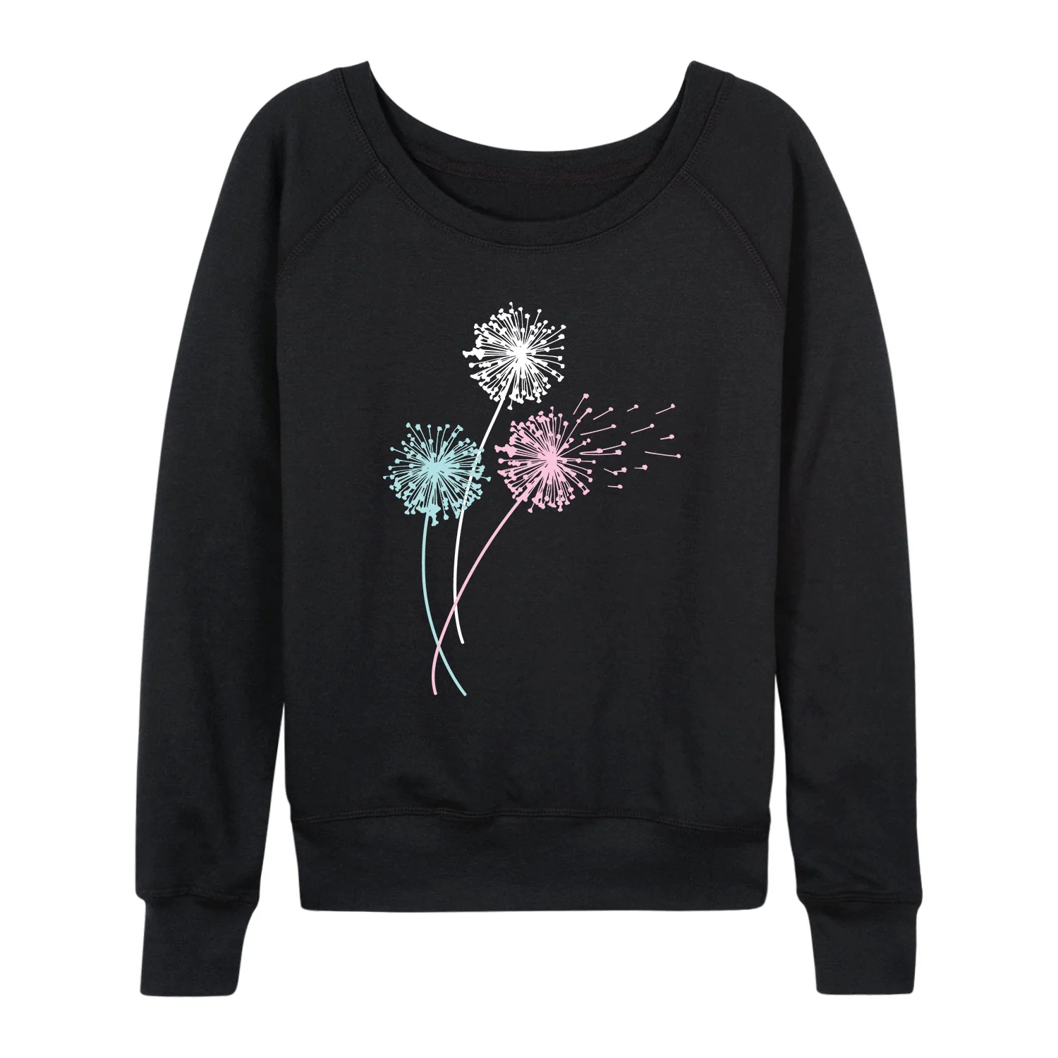 Instant Message - Pastel Dandelions - Women's French Terry Long Sleeve Pullover