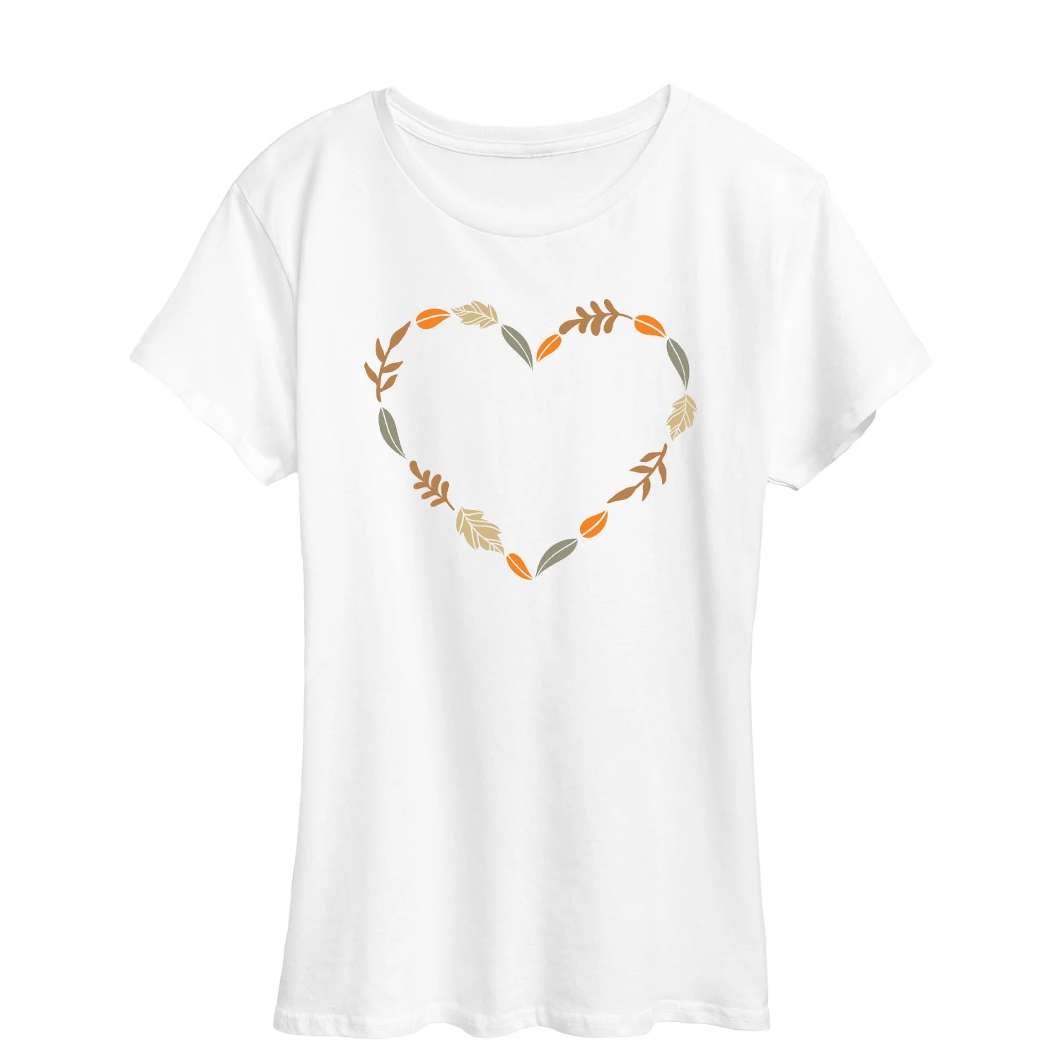 Instant Message - Fall Leaf Heart - Women and Plus Size Short Sleeve Graphic T-Shirt - Image 4