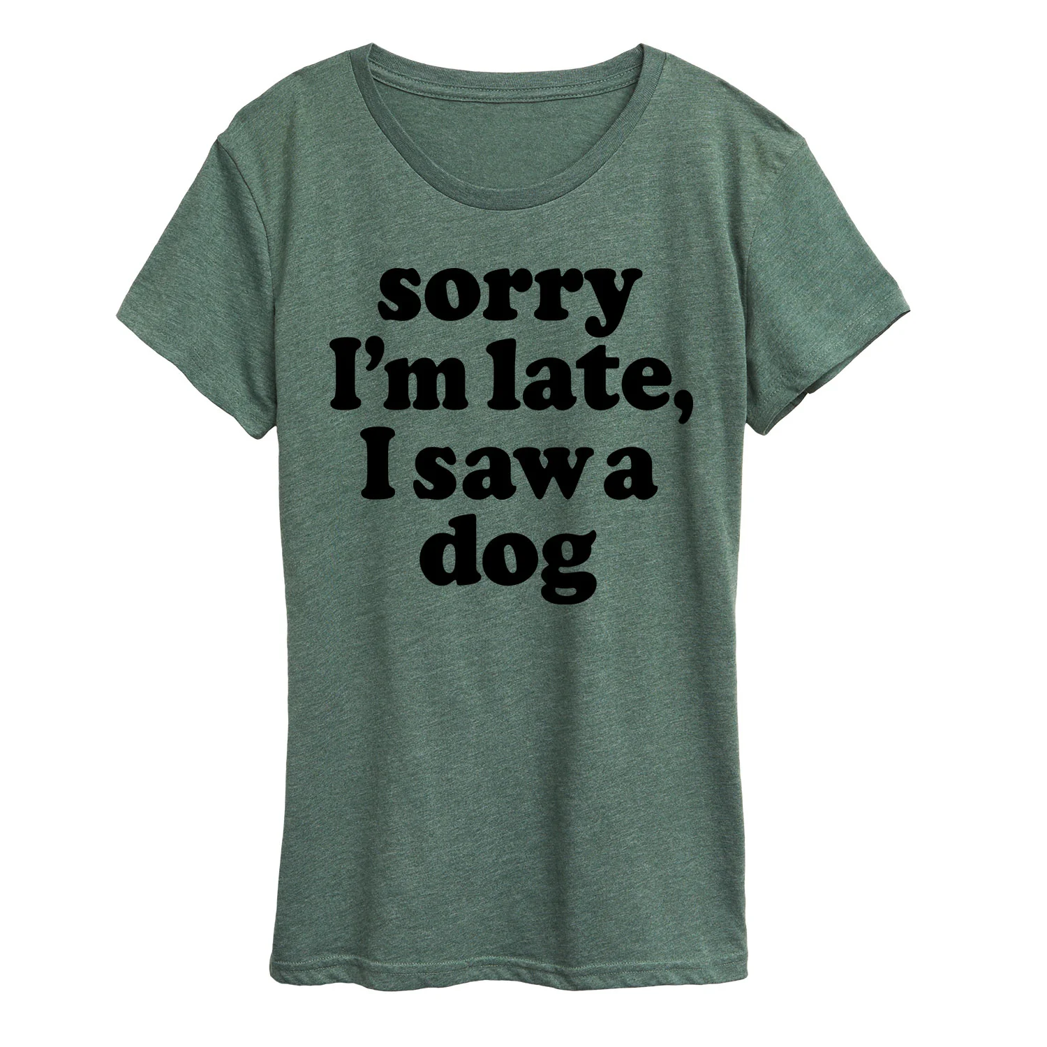 Instant Message - Sorry I'm Late Saw Dog Black Ink - Women's Short Sleeve Graphic T-Shirt - Image 2
