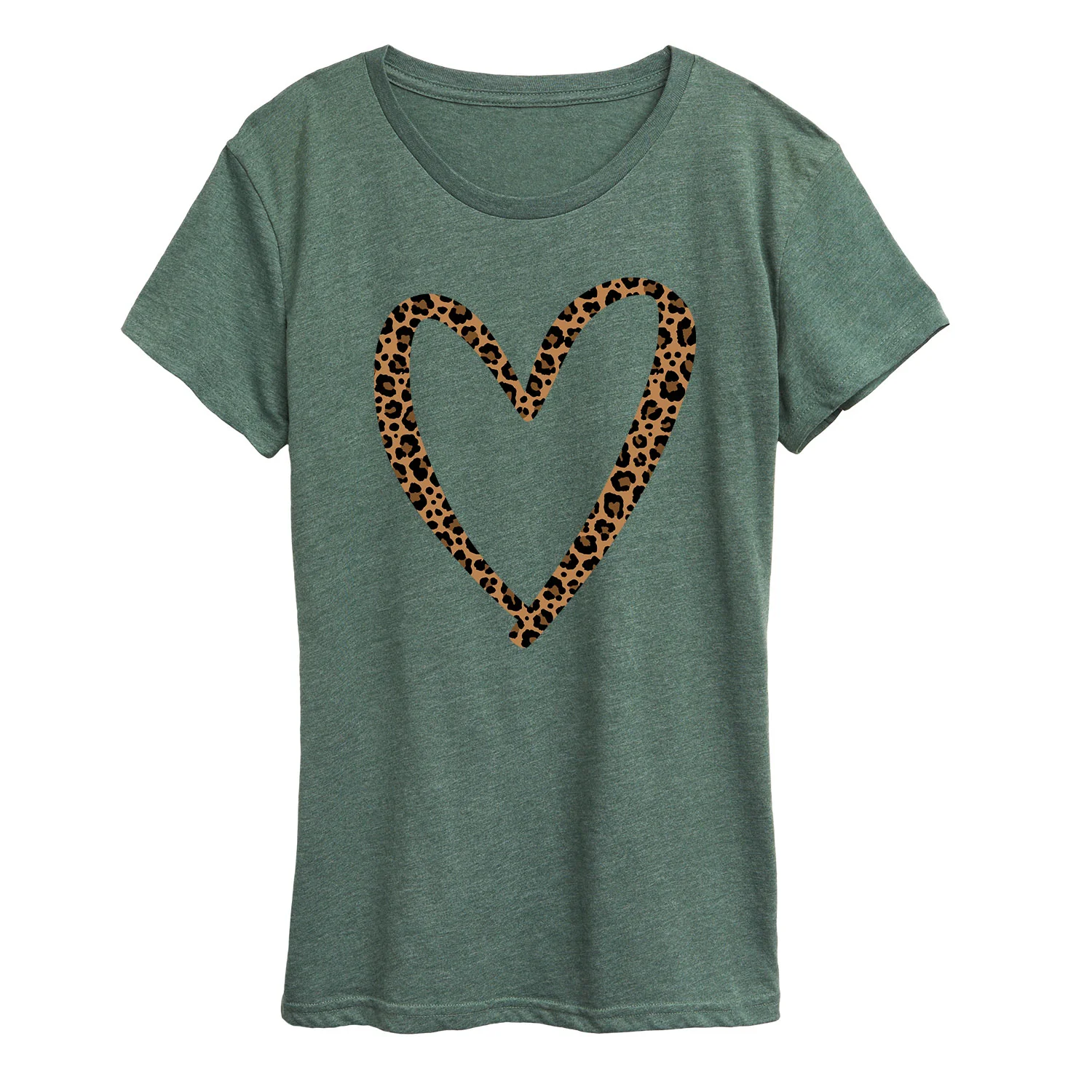 Instant Message - Leopard Print Heart Outline - Women's Short Sleeve Graphic T-Shirt - Image 4