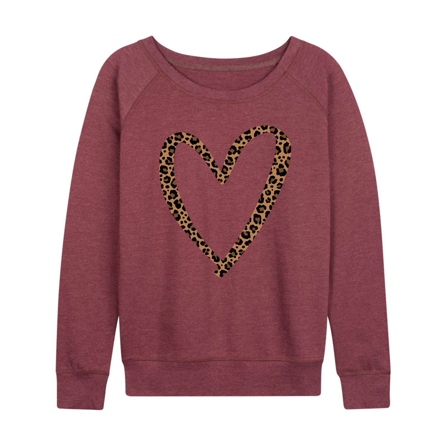 Instant Message - Leopard Print Heart Outline - Women's Lightweight French Terry Long Sleeve Shirt - Image 6