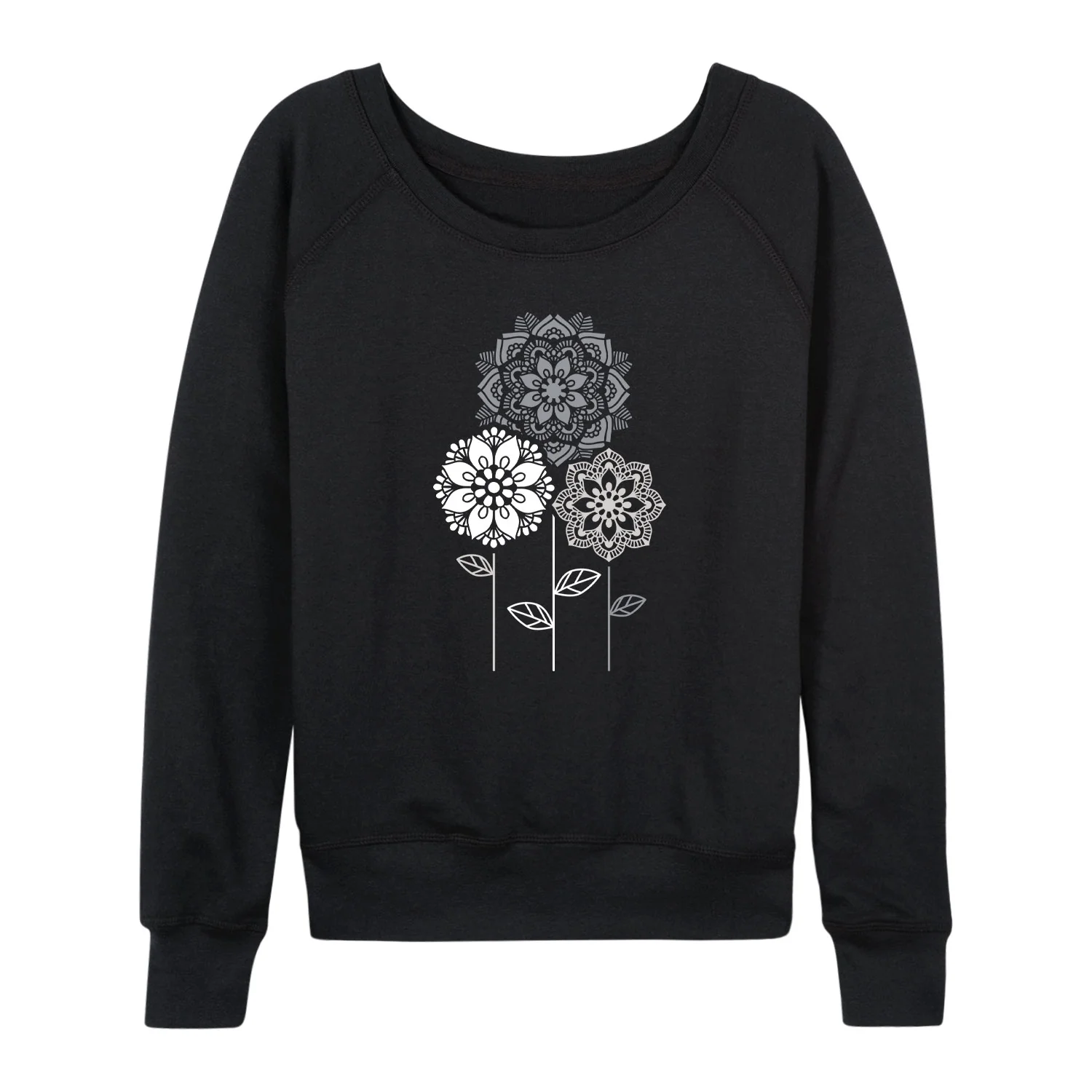 Instant Message - Mandala Flowers - Women's Lightweight French Terry Long Sleeve Shirt