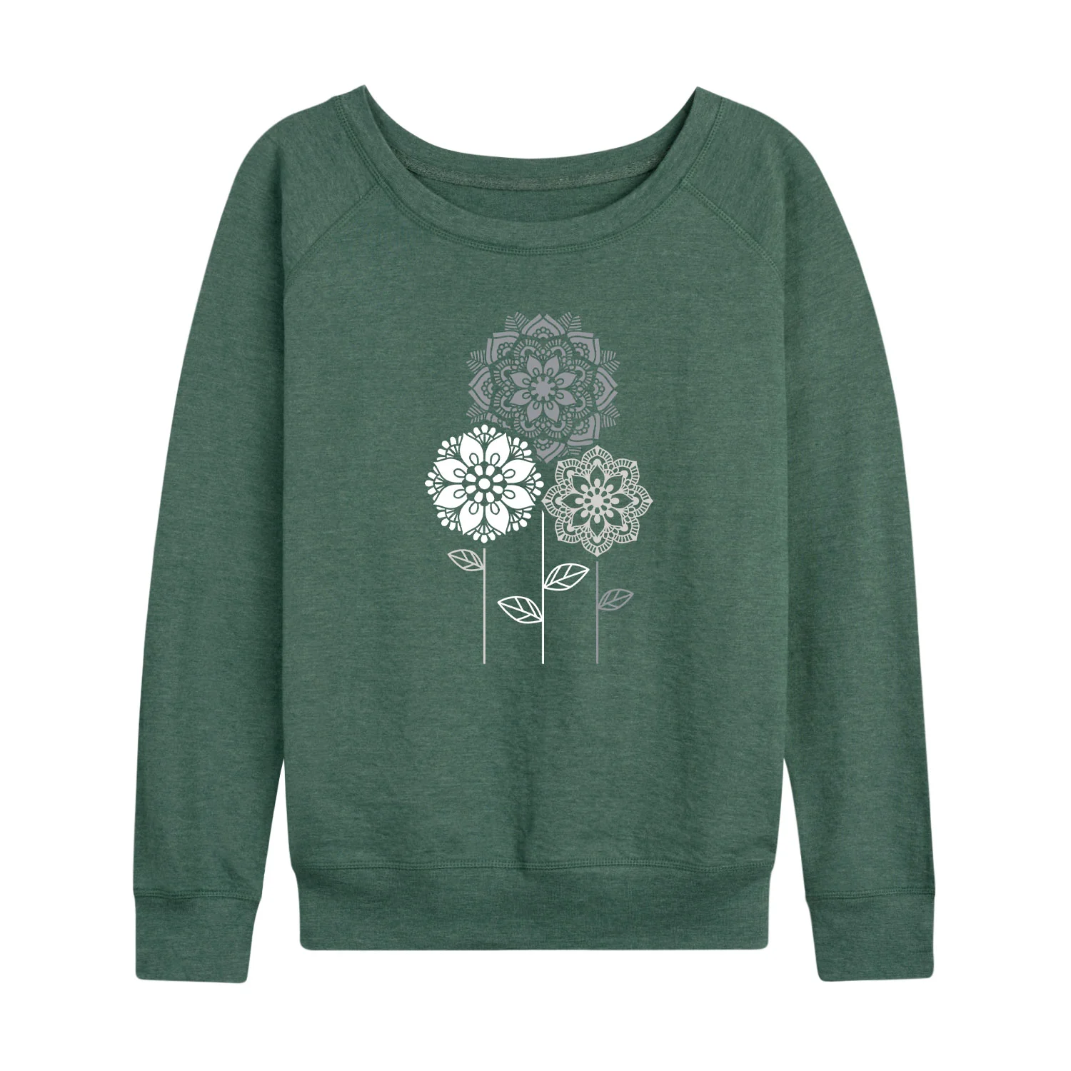 Instant Message - Mandala Flowers - Women's Lightweight French Terry Long Sleeve Shirt - Image 3